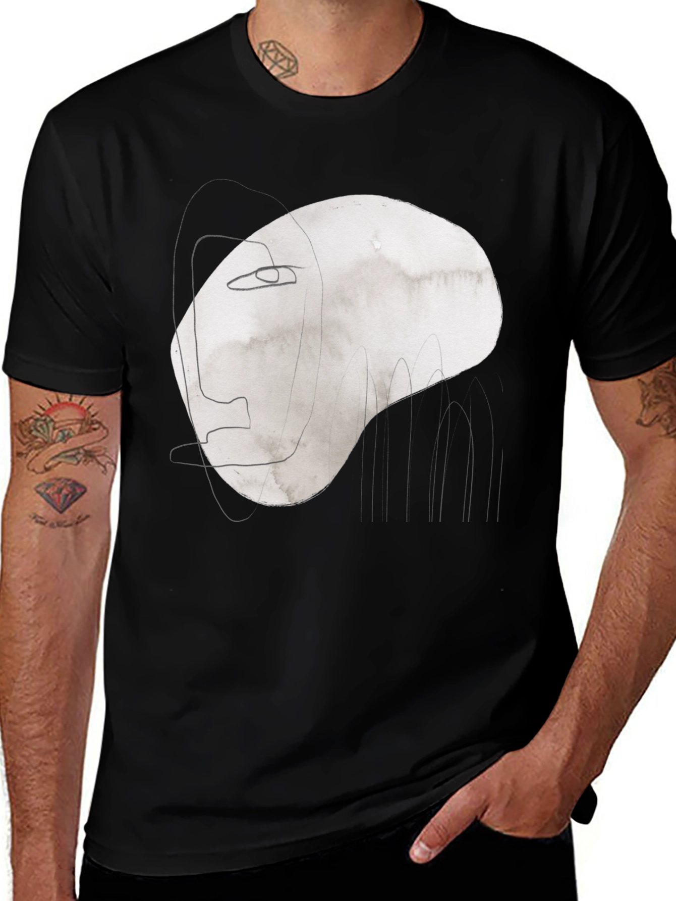 Variant 30 of Abstract Face Graphic Tee - Modern Art T-Shirt