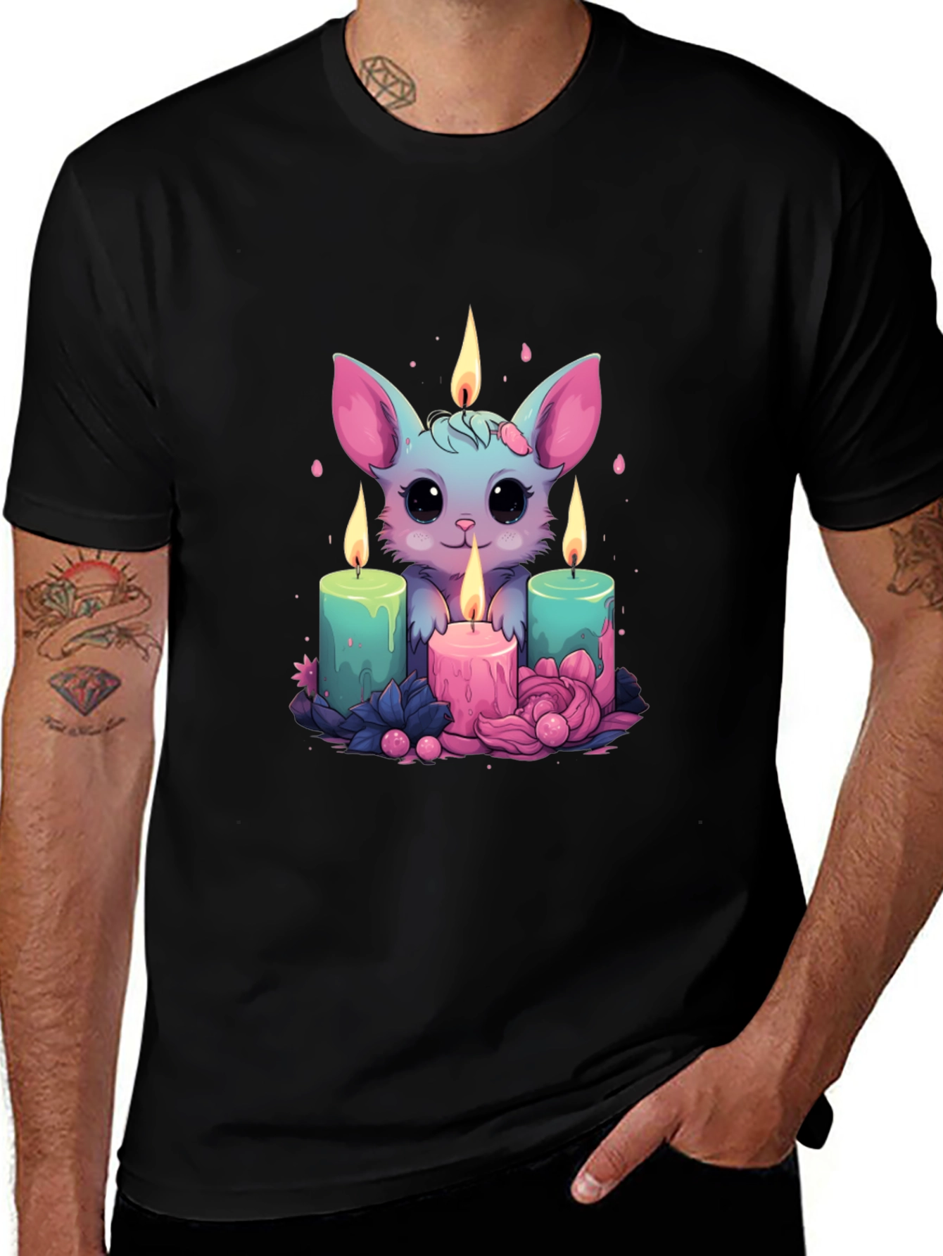 Variant 3 of Cute Cartoon Bat Candlelight T-Shirt