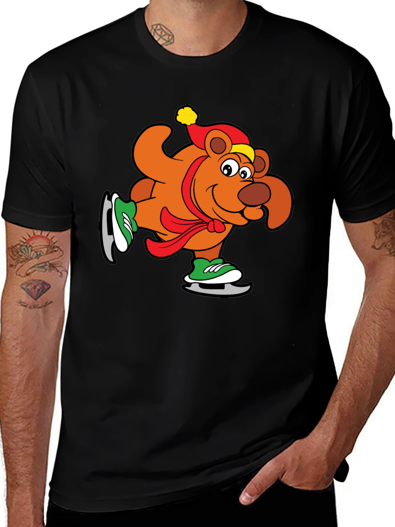 Variant 5 of Skating Bear Graphic Tee - Holiday Cheer
