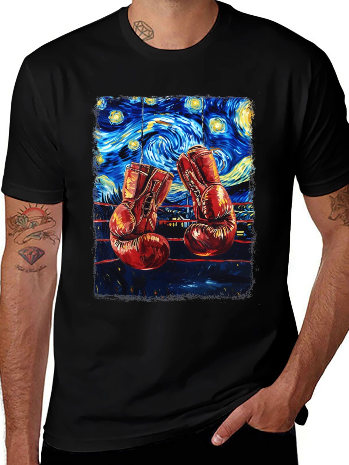 Variant 24 of Starry Night Boxing Gloves T-Shirt
