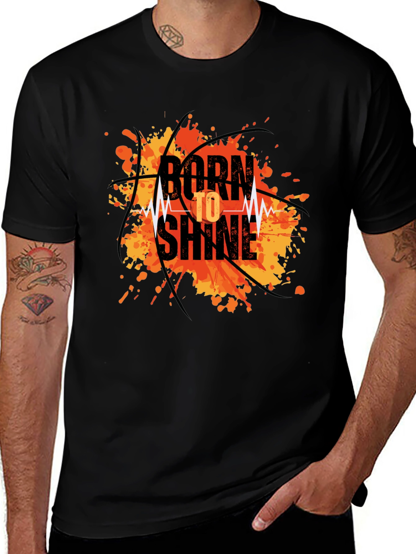 Black Born to Shine Basketball Graphic Tee main image