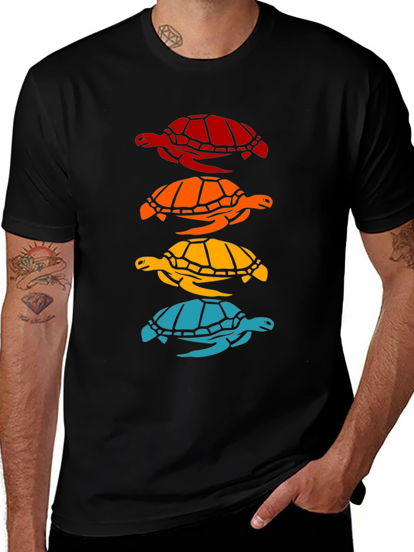 Variant 29 of Retro Turtle Stack Graphic T-Shirt