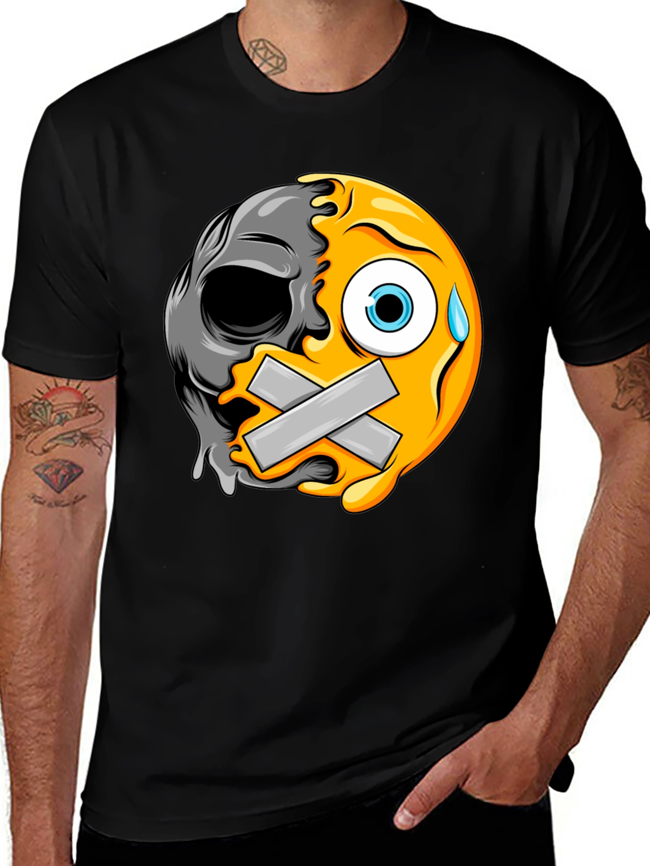 Variant 24 of Skull Emoji Graphic Tee - Black