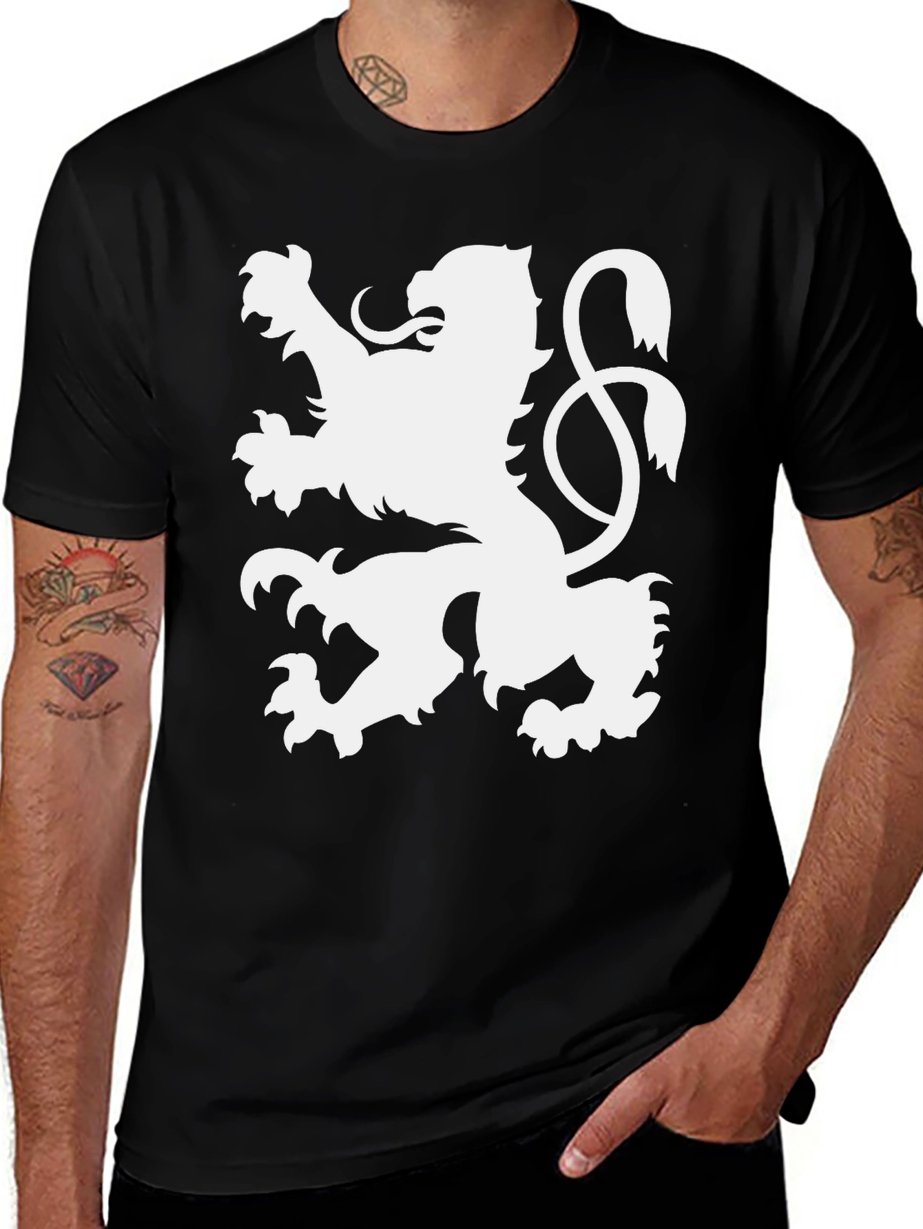 Variant 28 of Lion Crest Graphic T-Shirt - Classic Black Tee