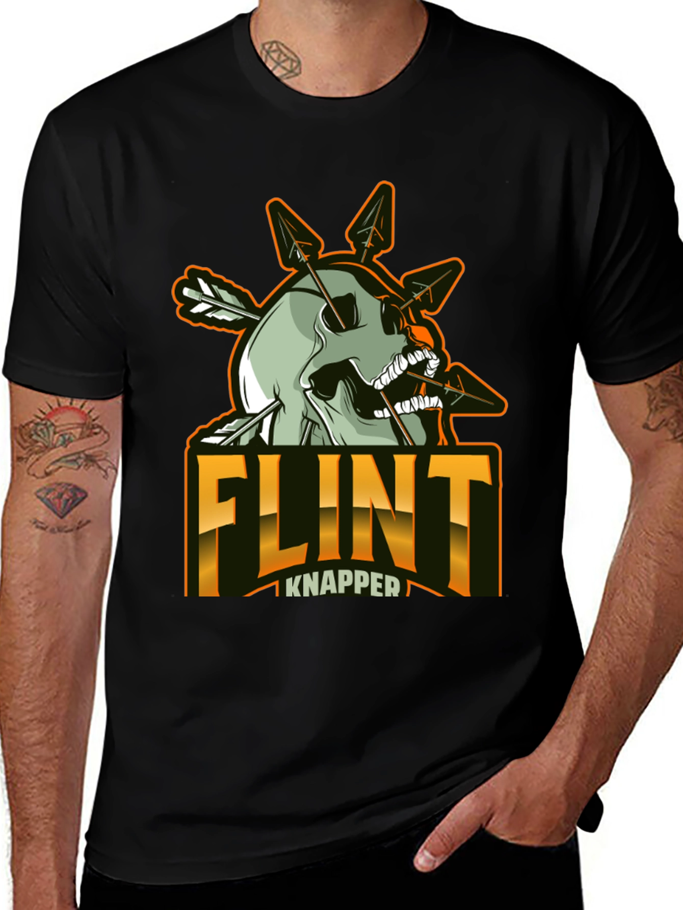 Variant 19 of Flint Knapper Skull Arrow T-Shirt