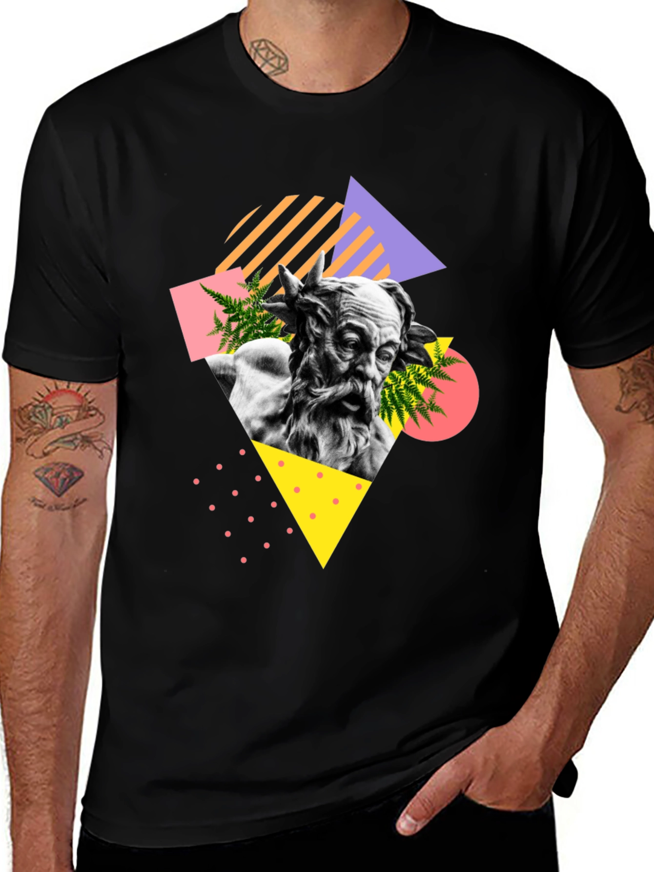 Variant 13 of Abstract Statue Graphic T-Shirt - Black