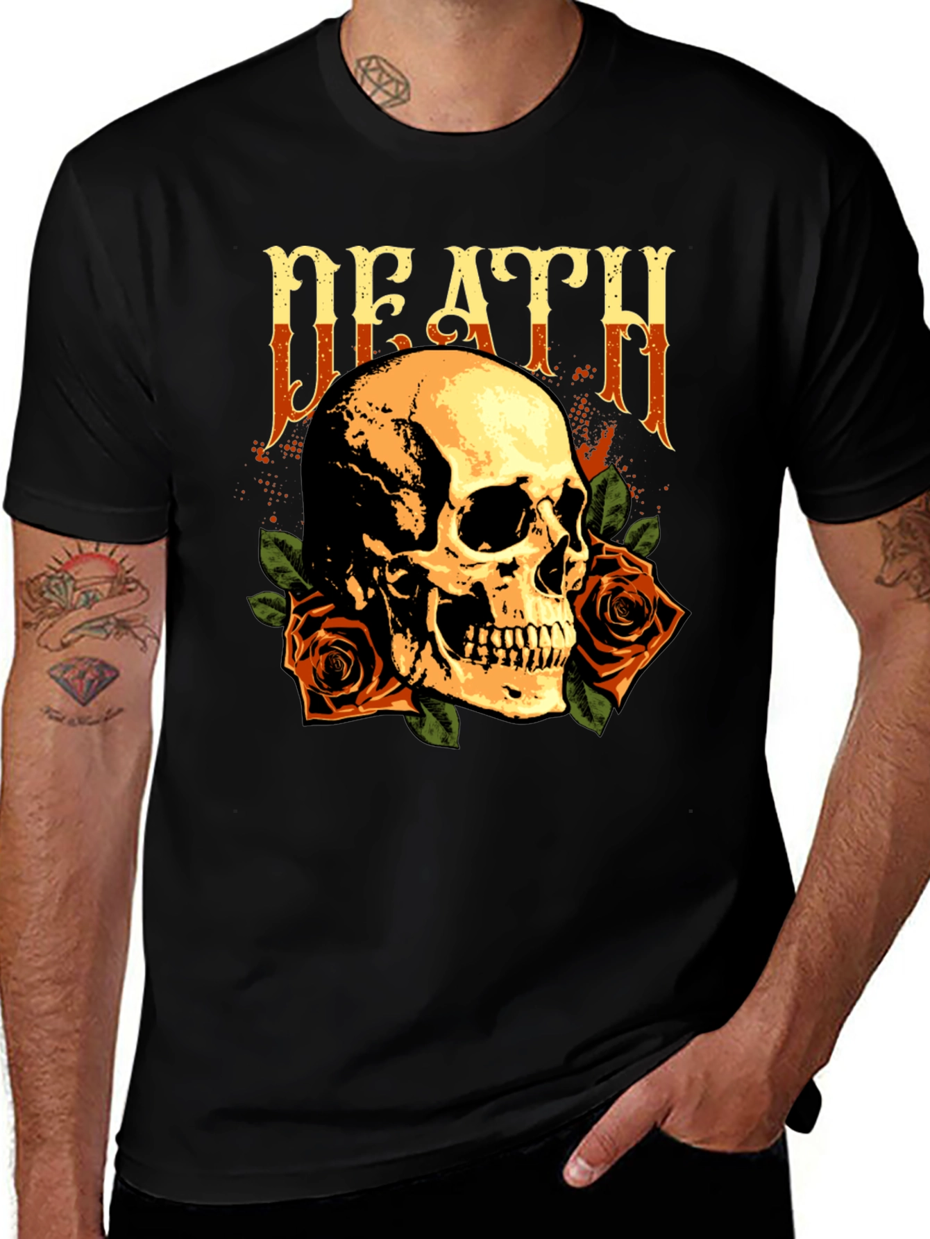 Skull & Roses Graphic Tee - Death Design