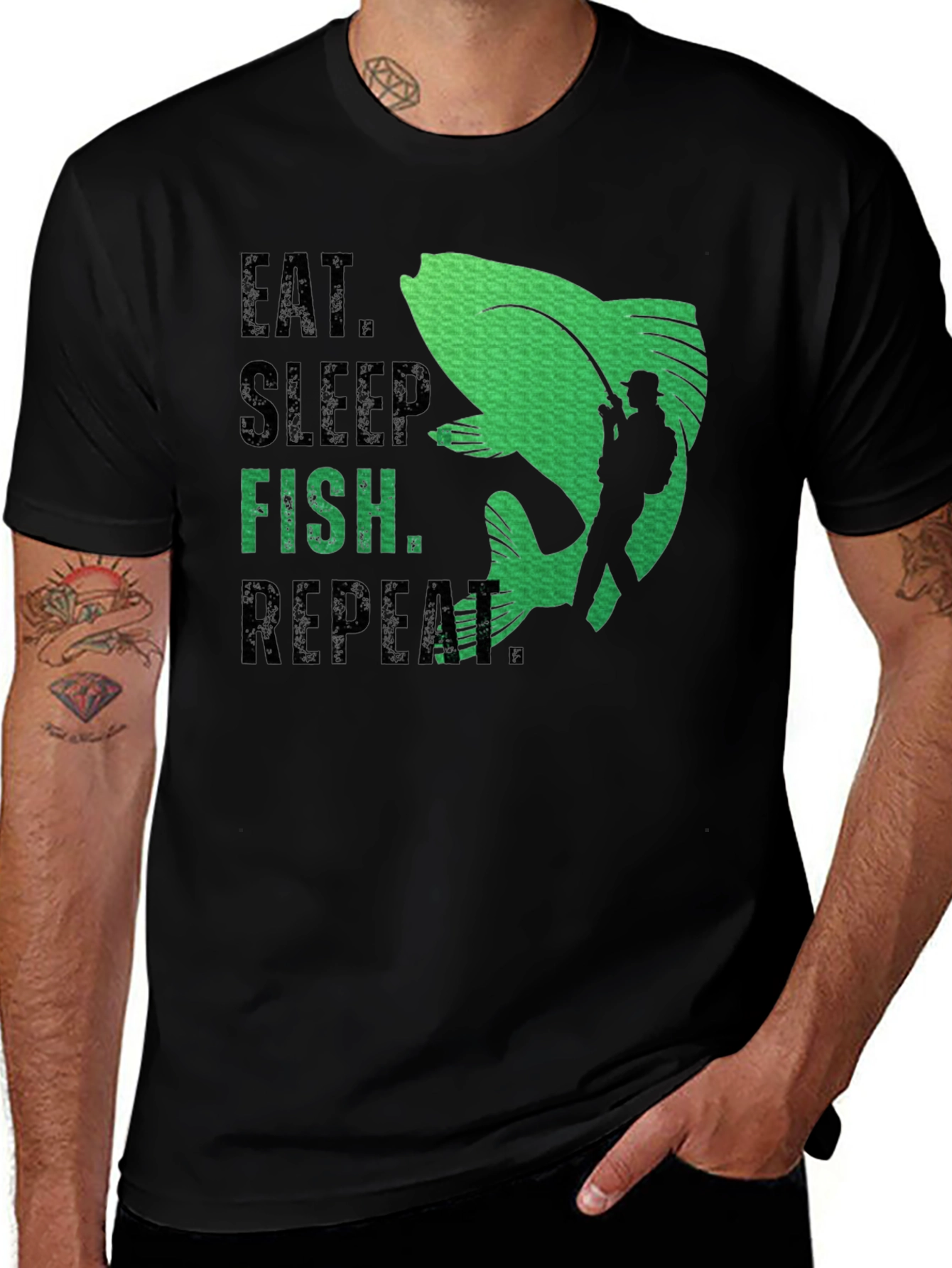 Variant 23 of Eat Sleep Fish Repeat Graphic Tee