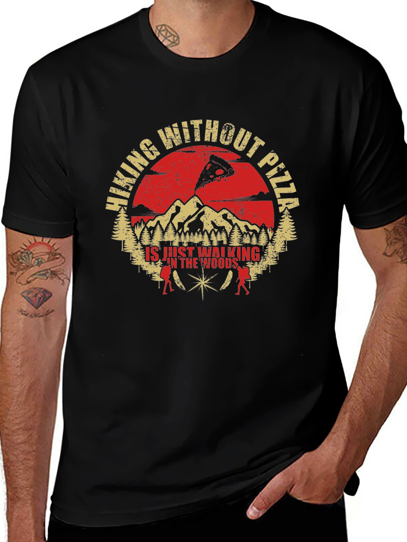 Variant 25 of Hiking Without Pizza T-Shirt - Funny Outdoor Adventure Tee