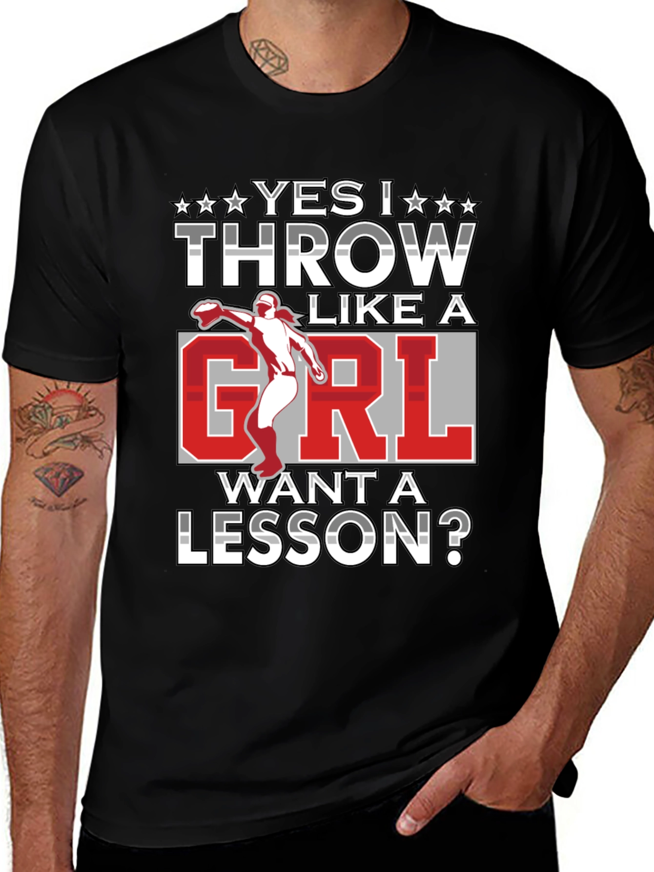Variant 12 of Yes I Throw Like A Girl Funny T-Shirt