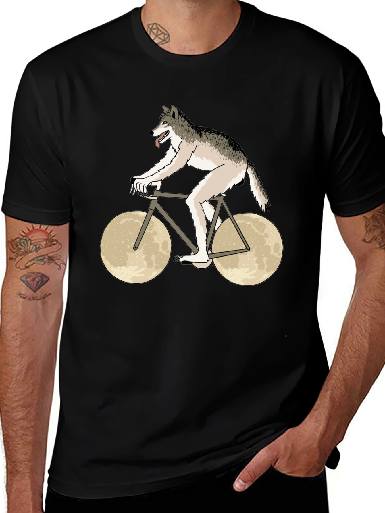 Variant 18 of Wolf Riding Moon Bike Graphic T-Shirt