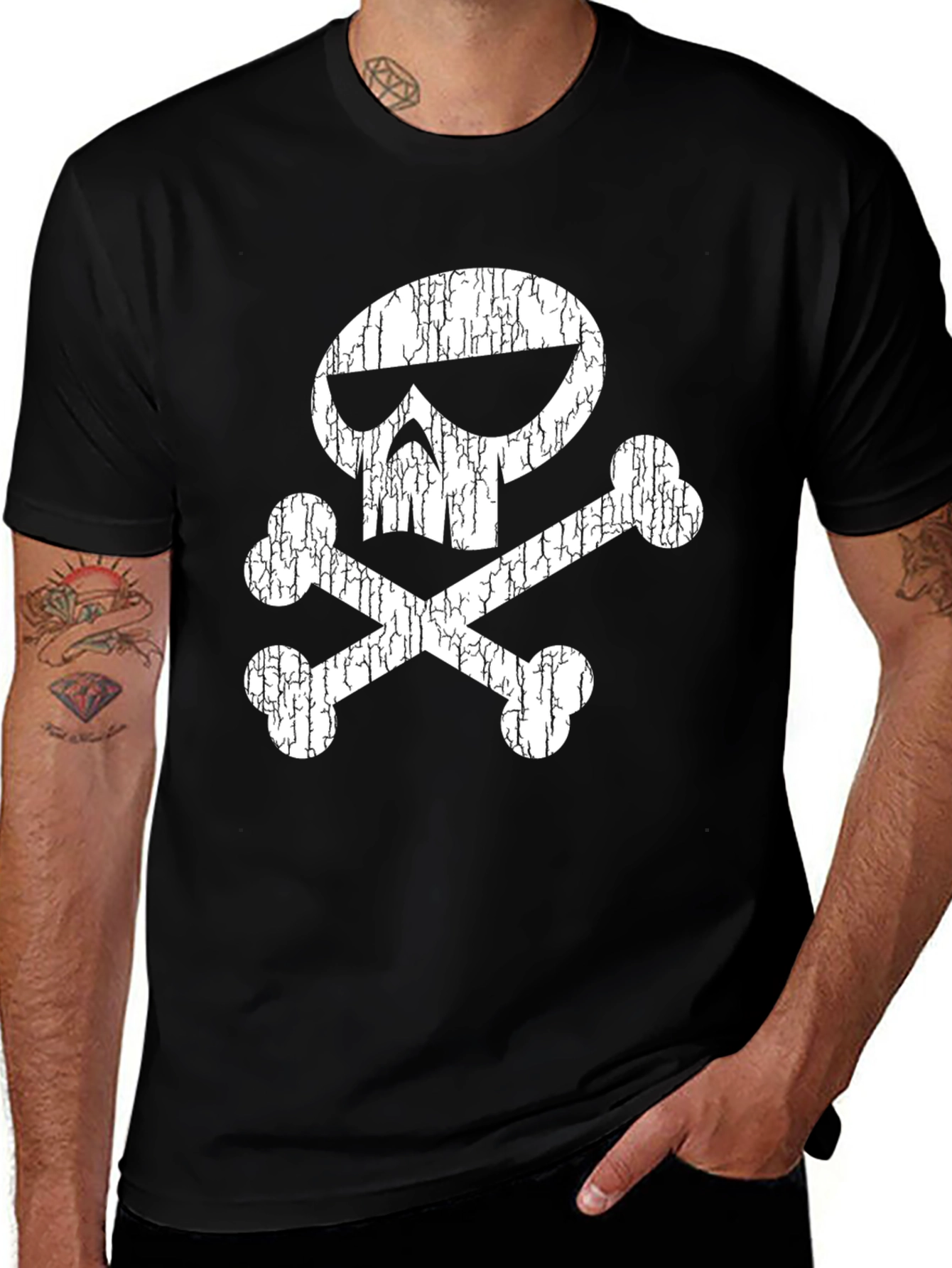 Variant 17 of Skull and Crossbones Graphic Black T-Shirt