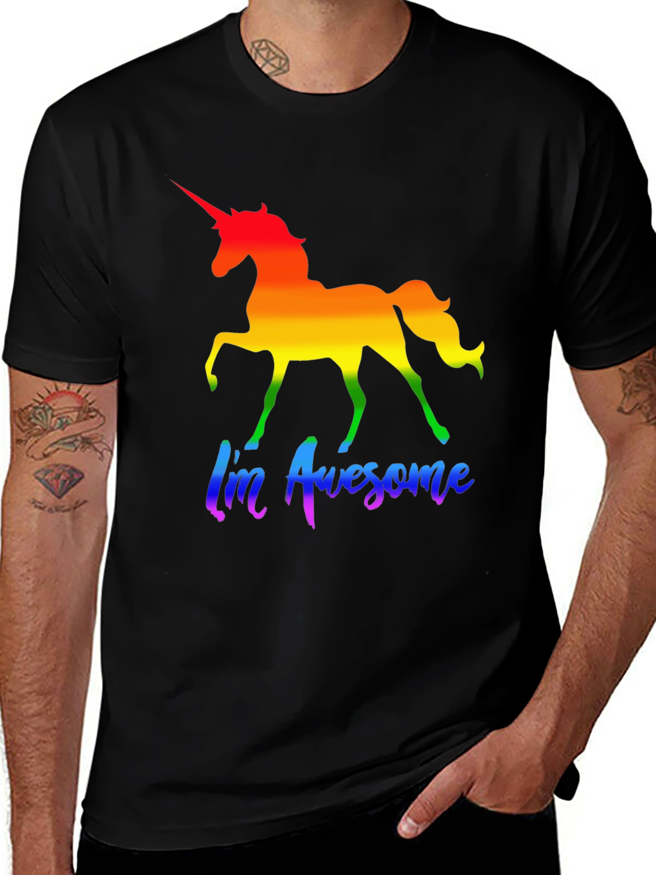 Variant 2 of Rainbow Unicorn 'I'm Awesome' T-Shirt