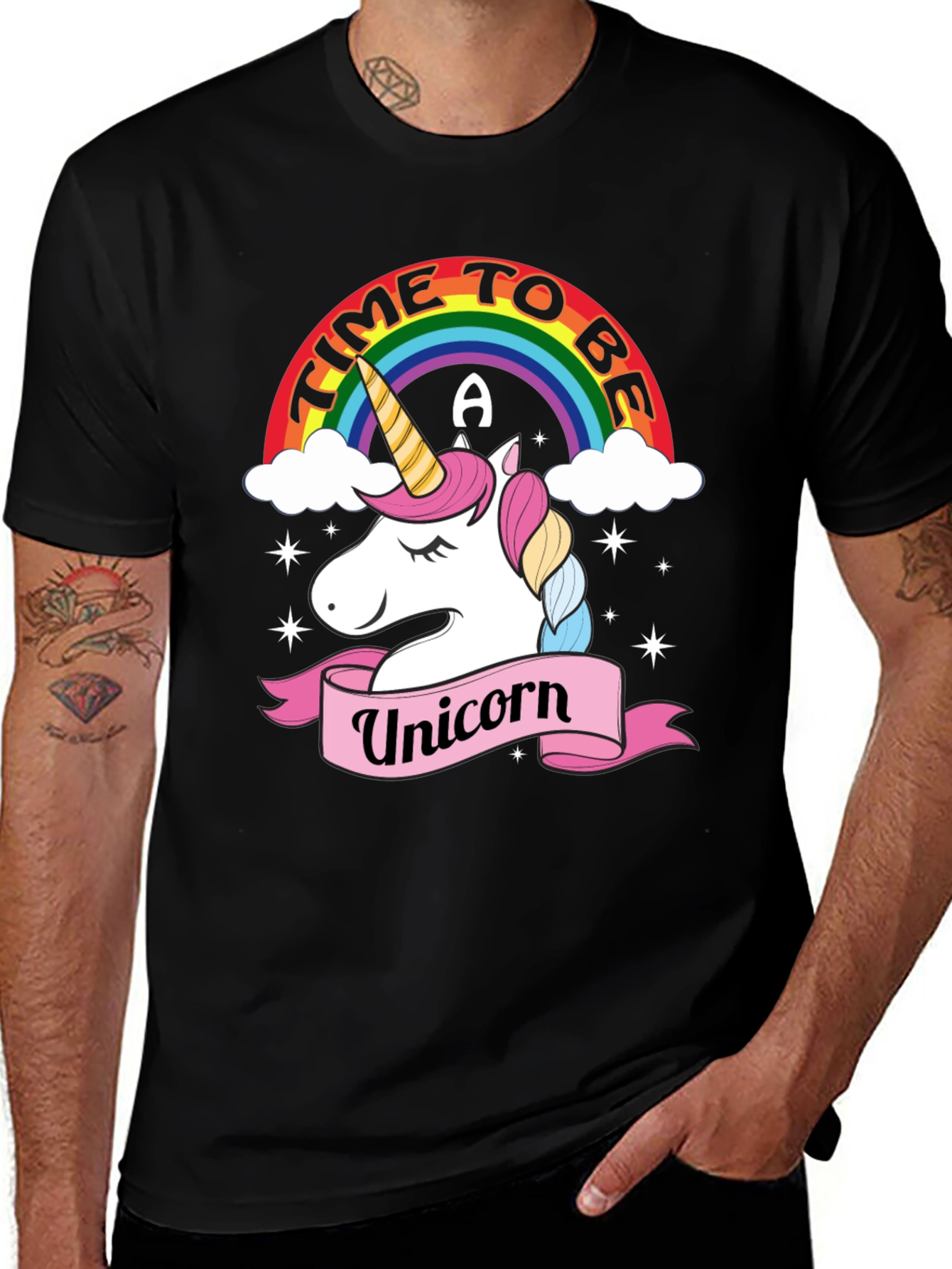Variant 6 of Time to be a Unicorn T-Shirt - Fun Rainbow Design