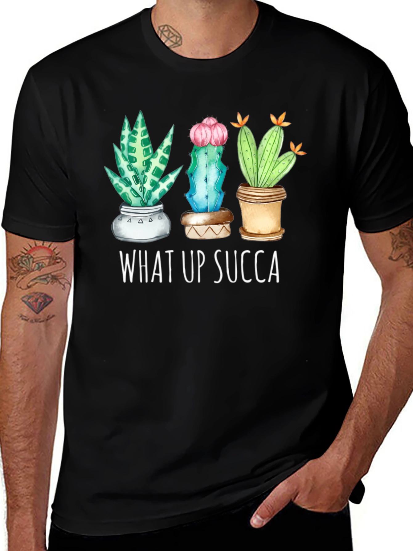 Variant 13 of What Up Succa Cactus Graphic Tee