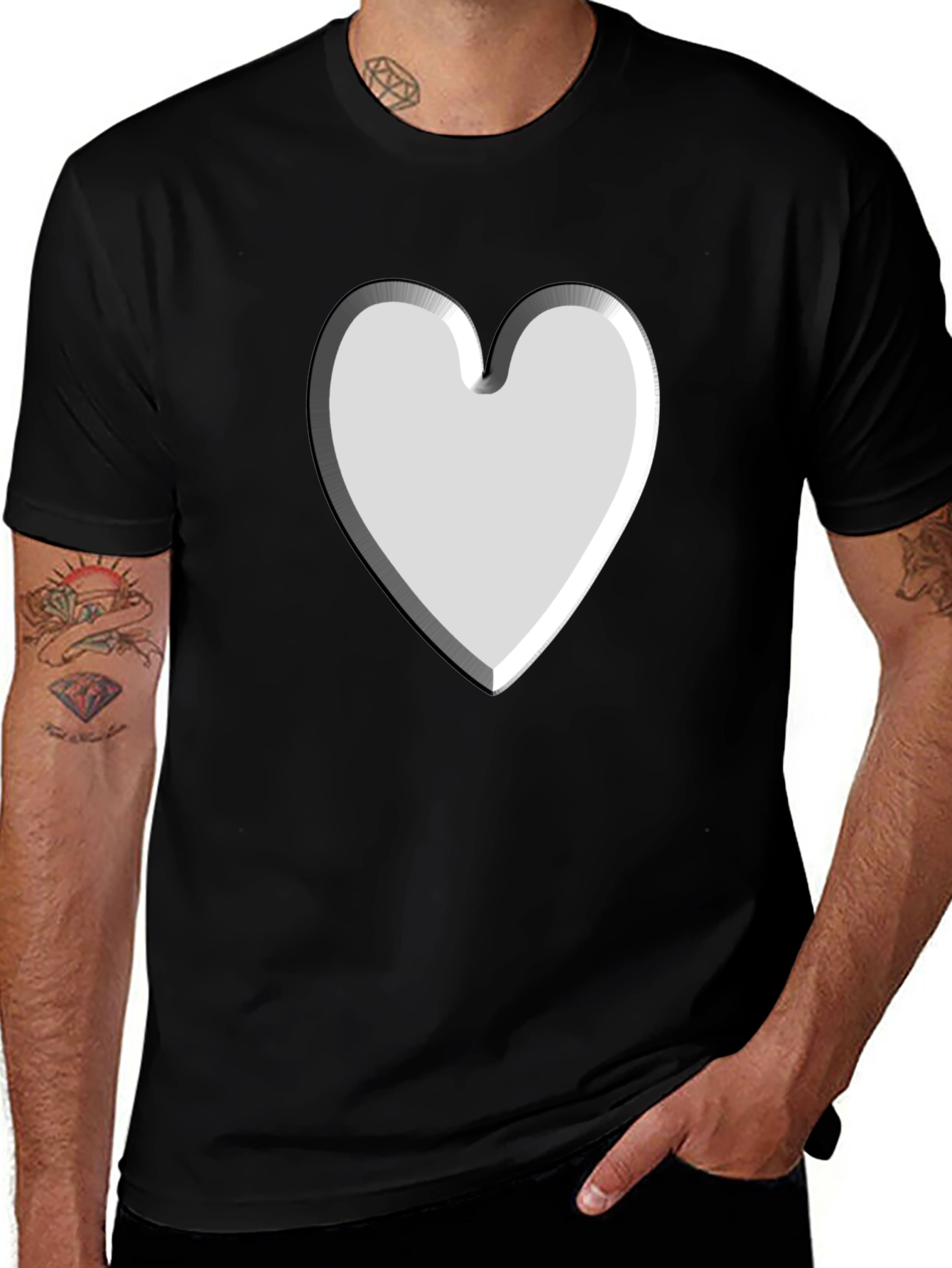 Variant 9 of Heart Graphic Black T-Shirt for Men