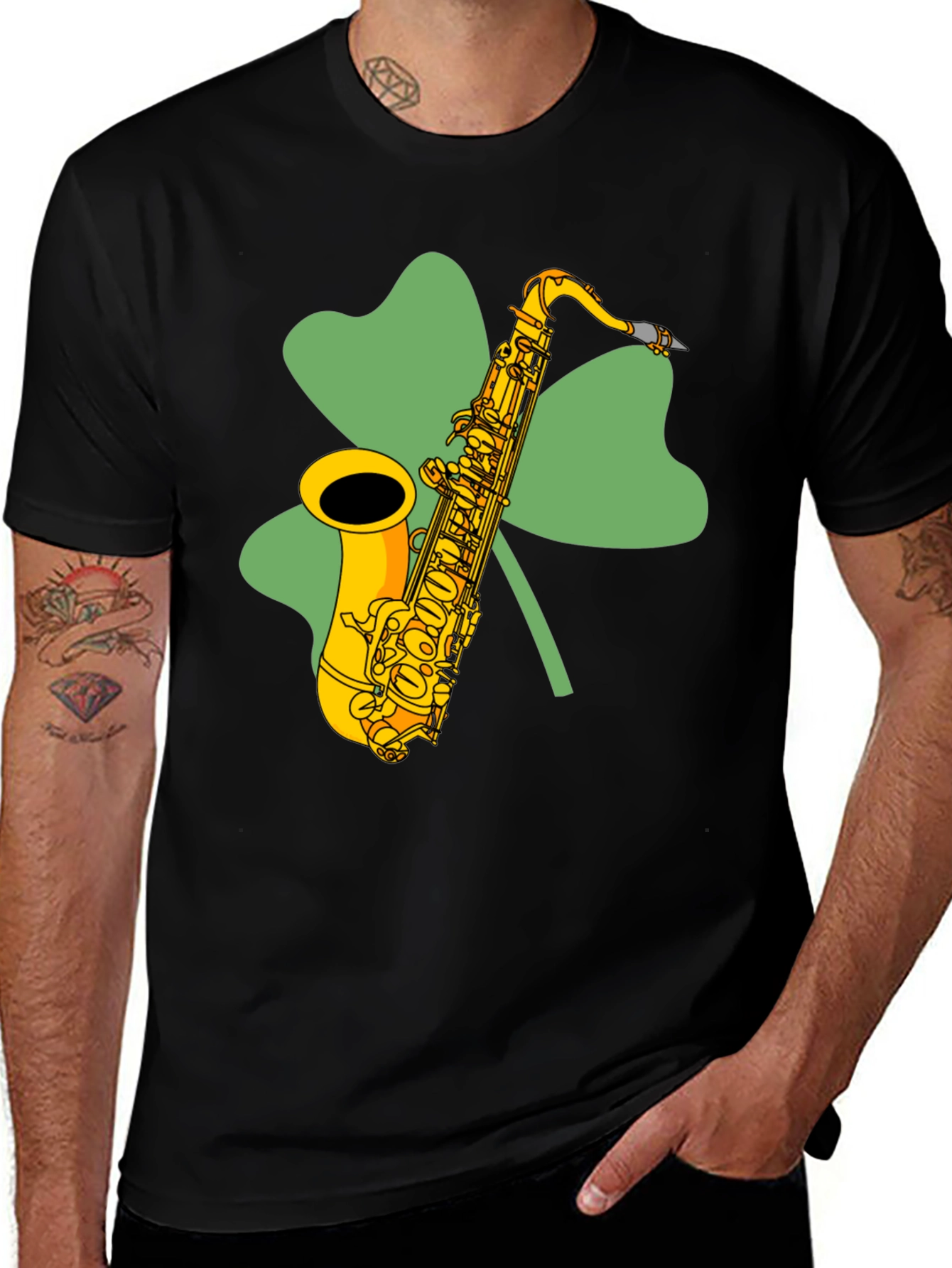Variant 11 of St. Patrick's Day Saxophone Shamrock T-Shirt