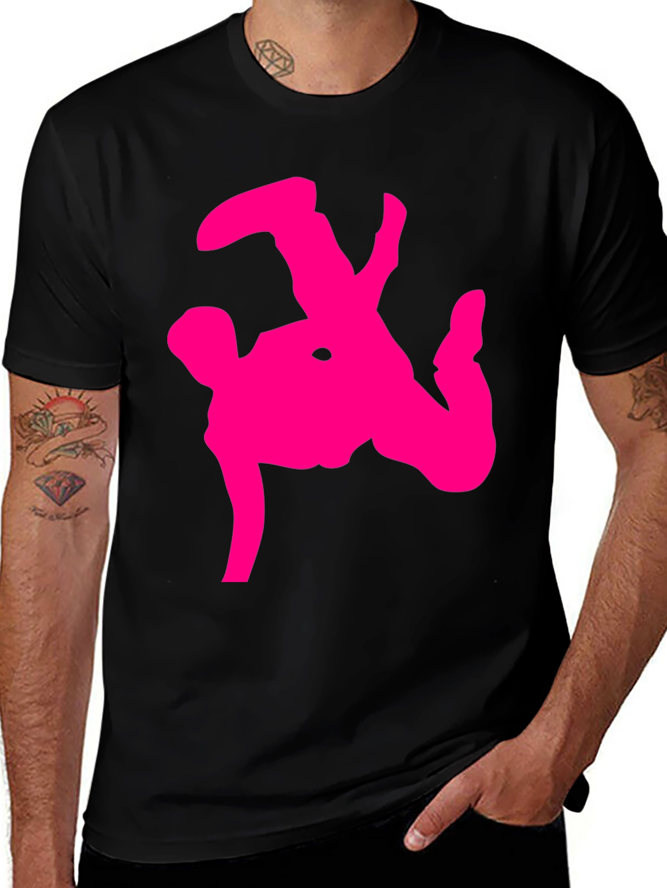 Variant 10 of Breakdance Silhouette Graphic Tee - Black Cotton T-Shirt