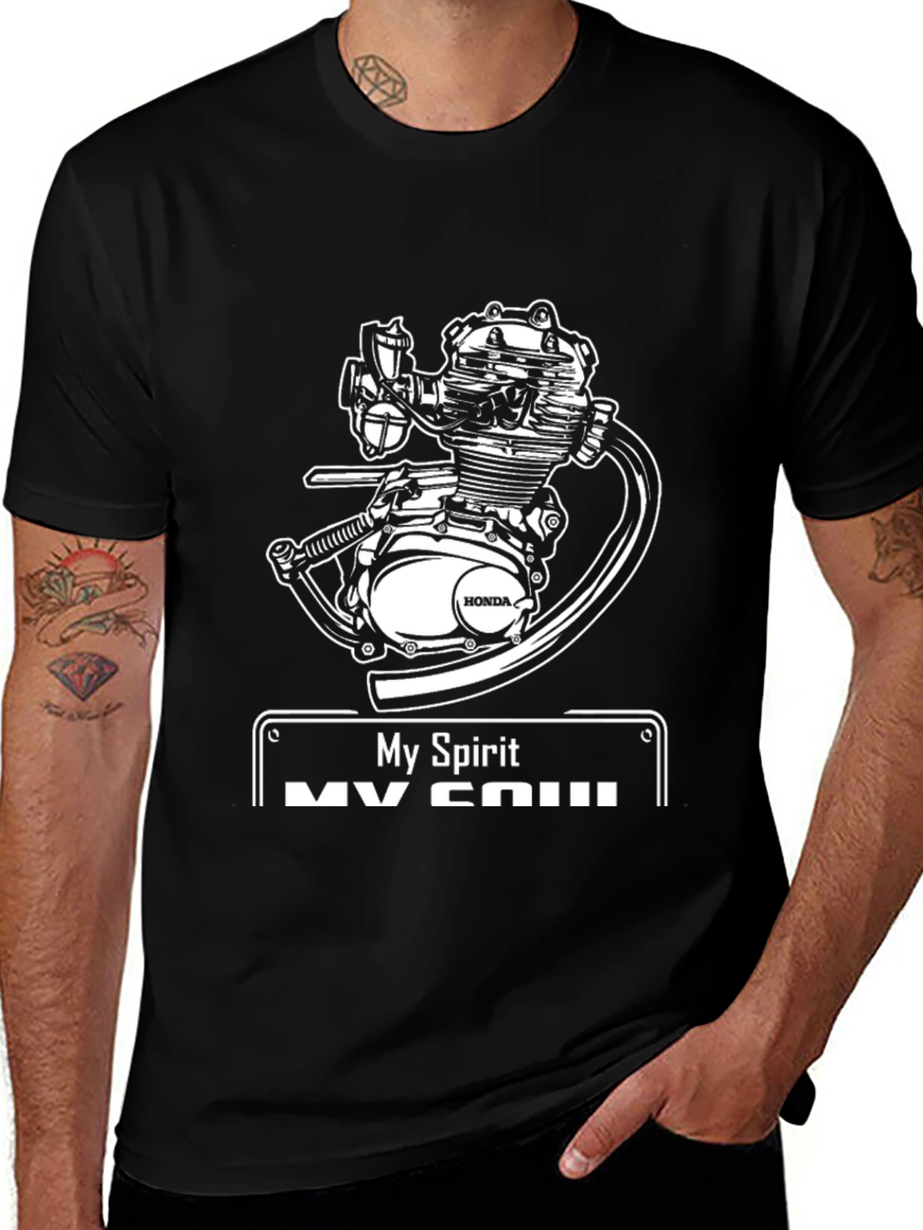Variant 3 of My Spirit Honda Engine Black T-Shirt