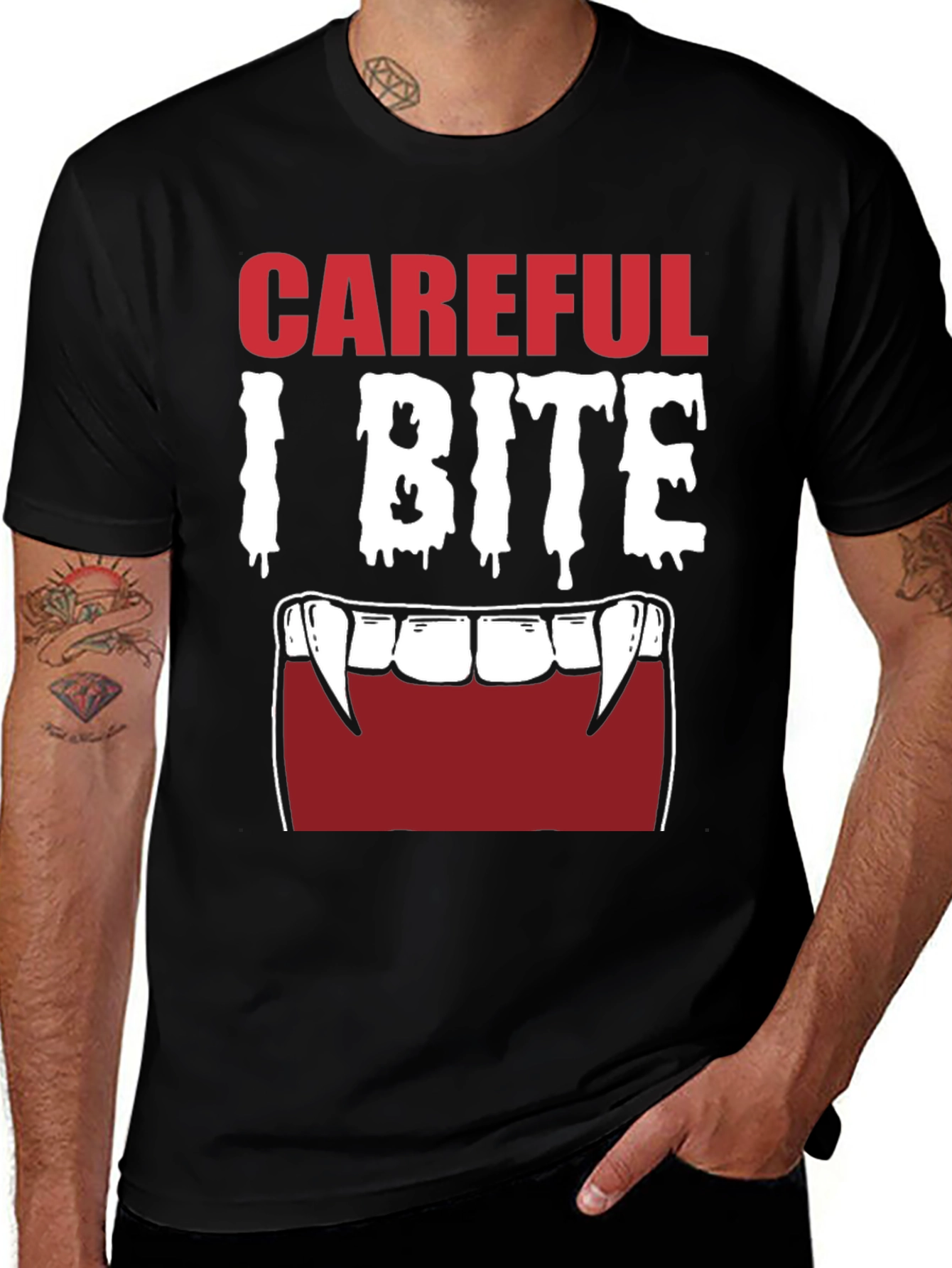 Careful I Bite Vampire Graphic T-Shirt