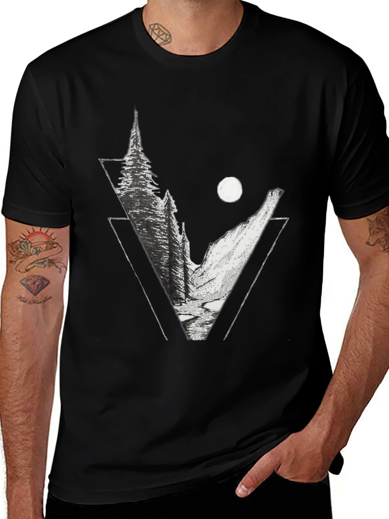 Variant 7 of Geometric Mountain T-Shirt - Nature Inspired Graphic Tee