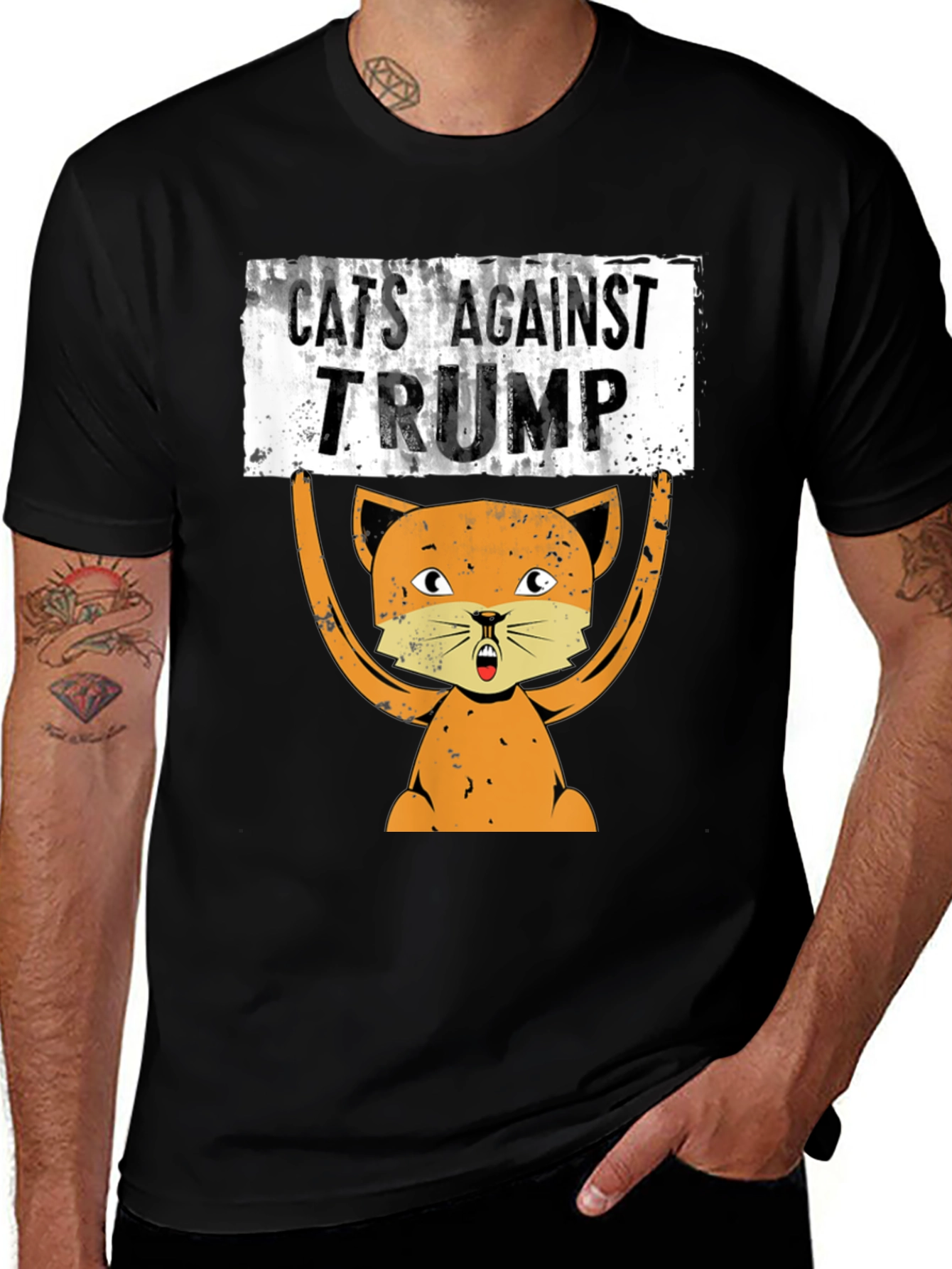 Cats Against Trump Graphic T-Shirt - Political Tee