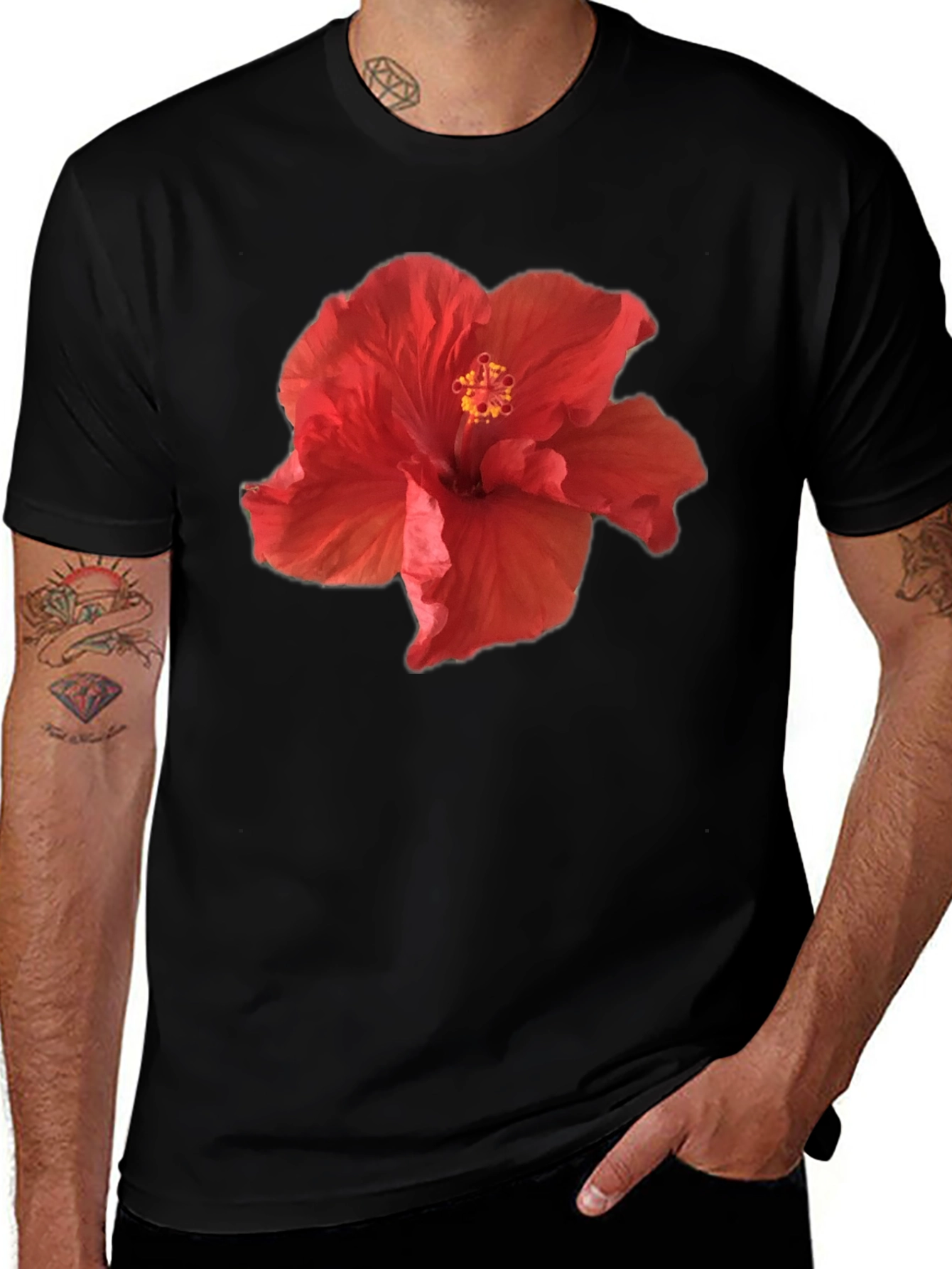 Variant 24 of Red Hibiscus Flower T-Shirt