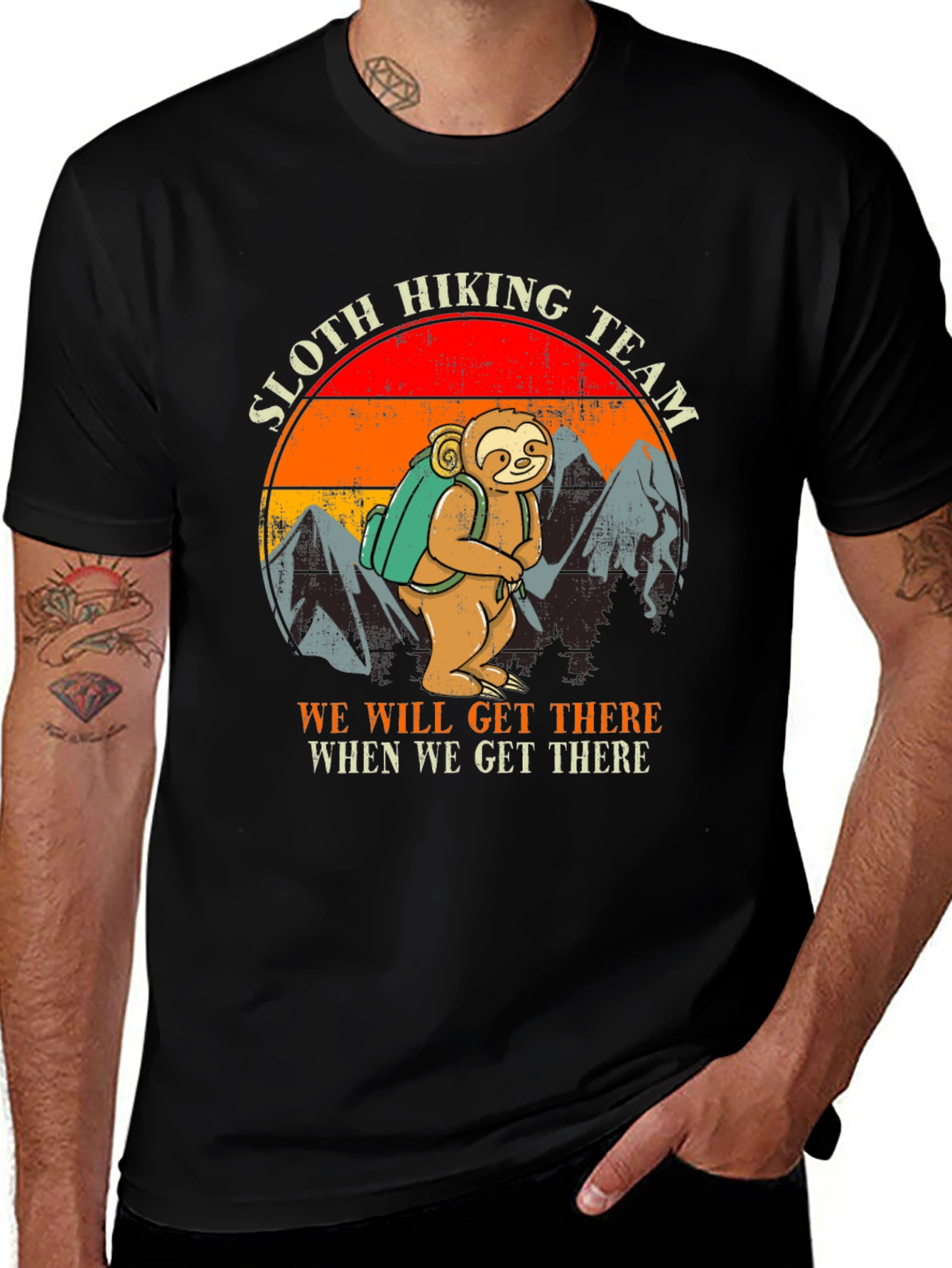 Variant 12 of Sloth Hiking Team T-Shirt - We Will Get There