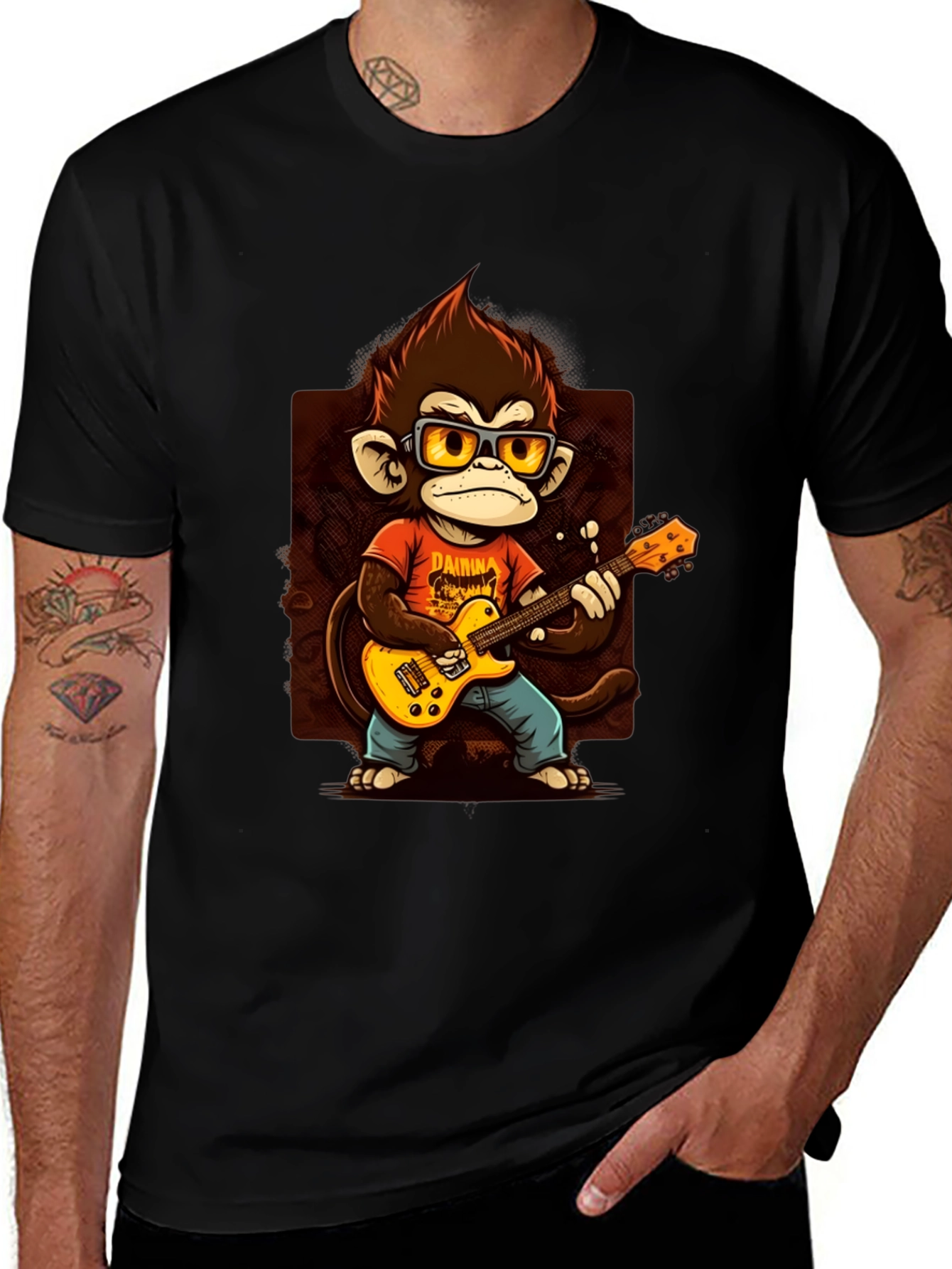 Black Monkey Guitarist T-Shirt - Rock On! main image