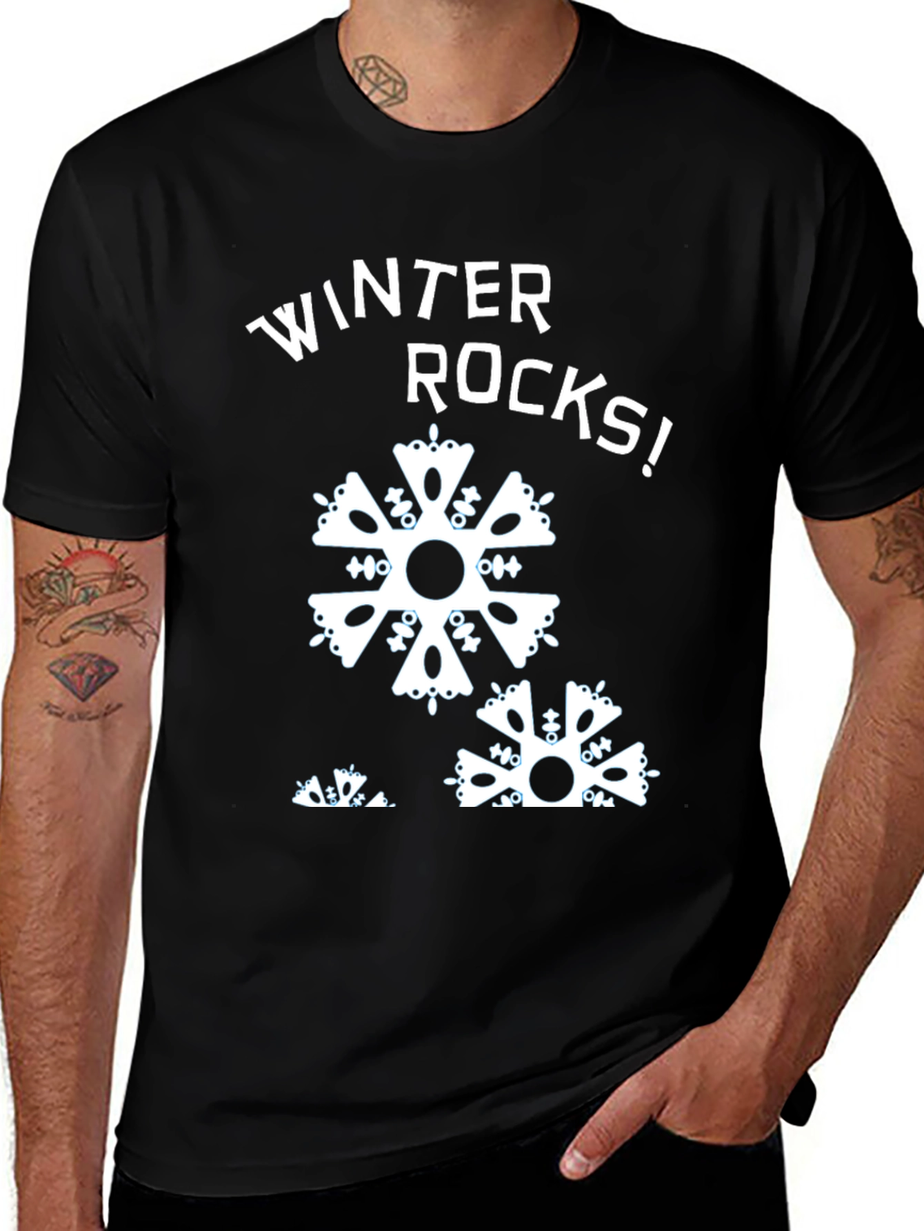 Variant 17 of Winter Rocks Snowflake Graphic Tee
