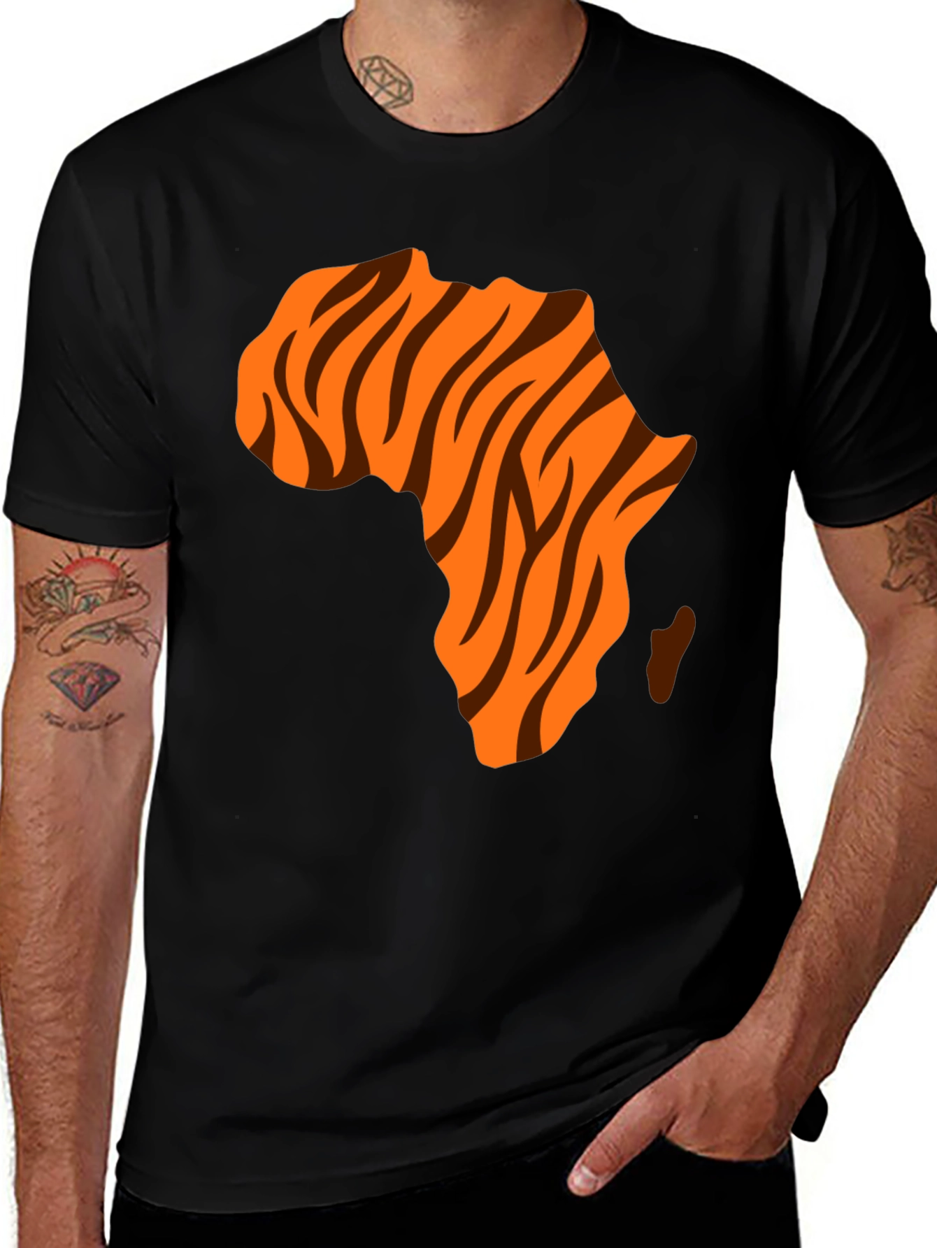 Variant 5 of Africa Map Tiger Stripe Graphic Tee