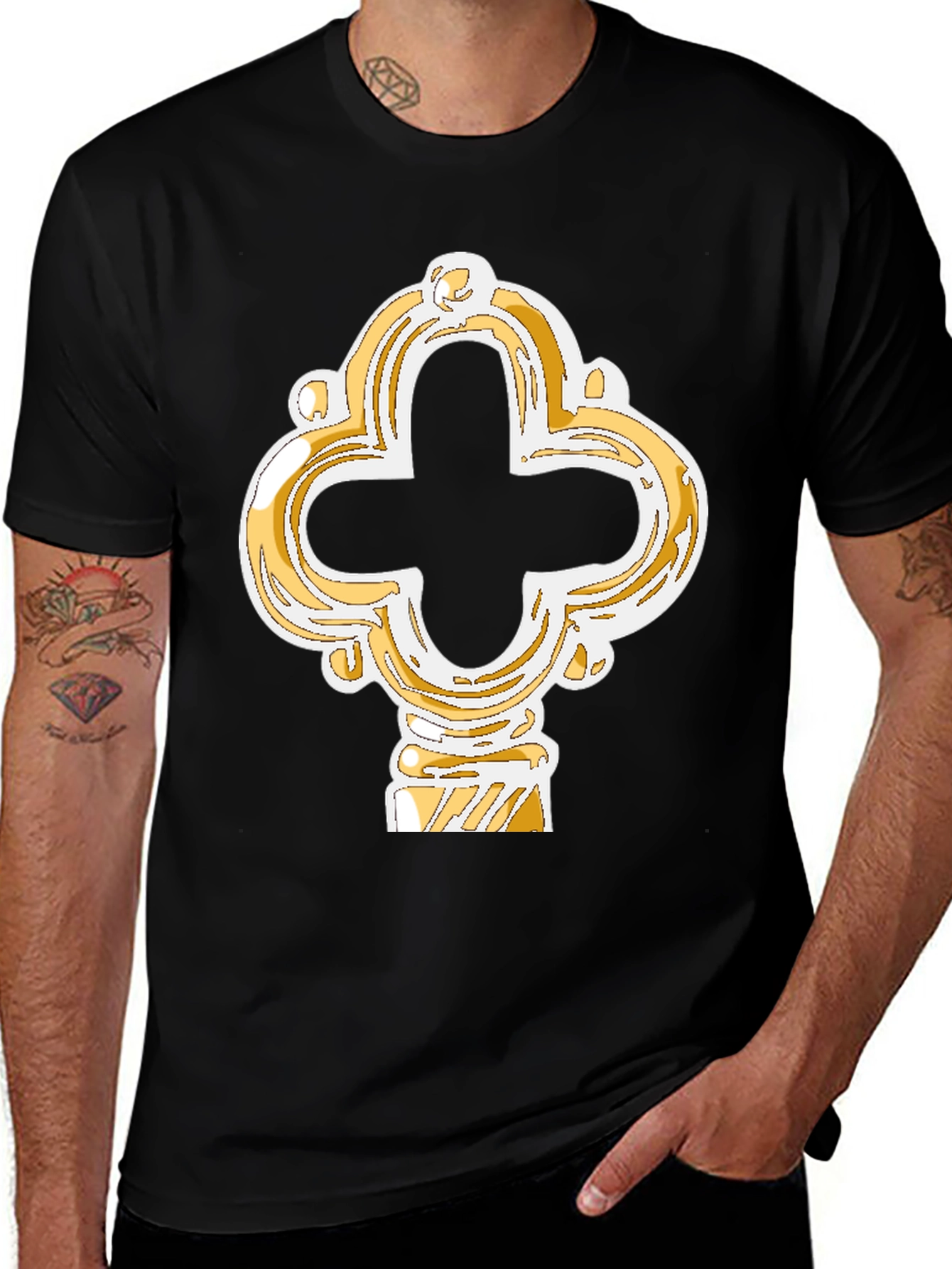 Ornate Key Graphic Tee - Black