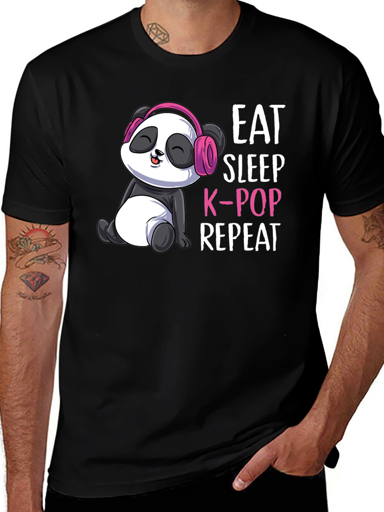 Eat Sleep K-Pop Repeat Panda T-Shirt