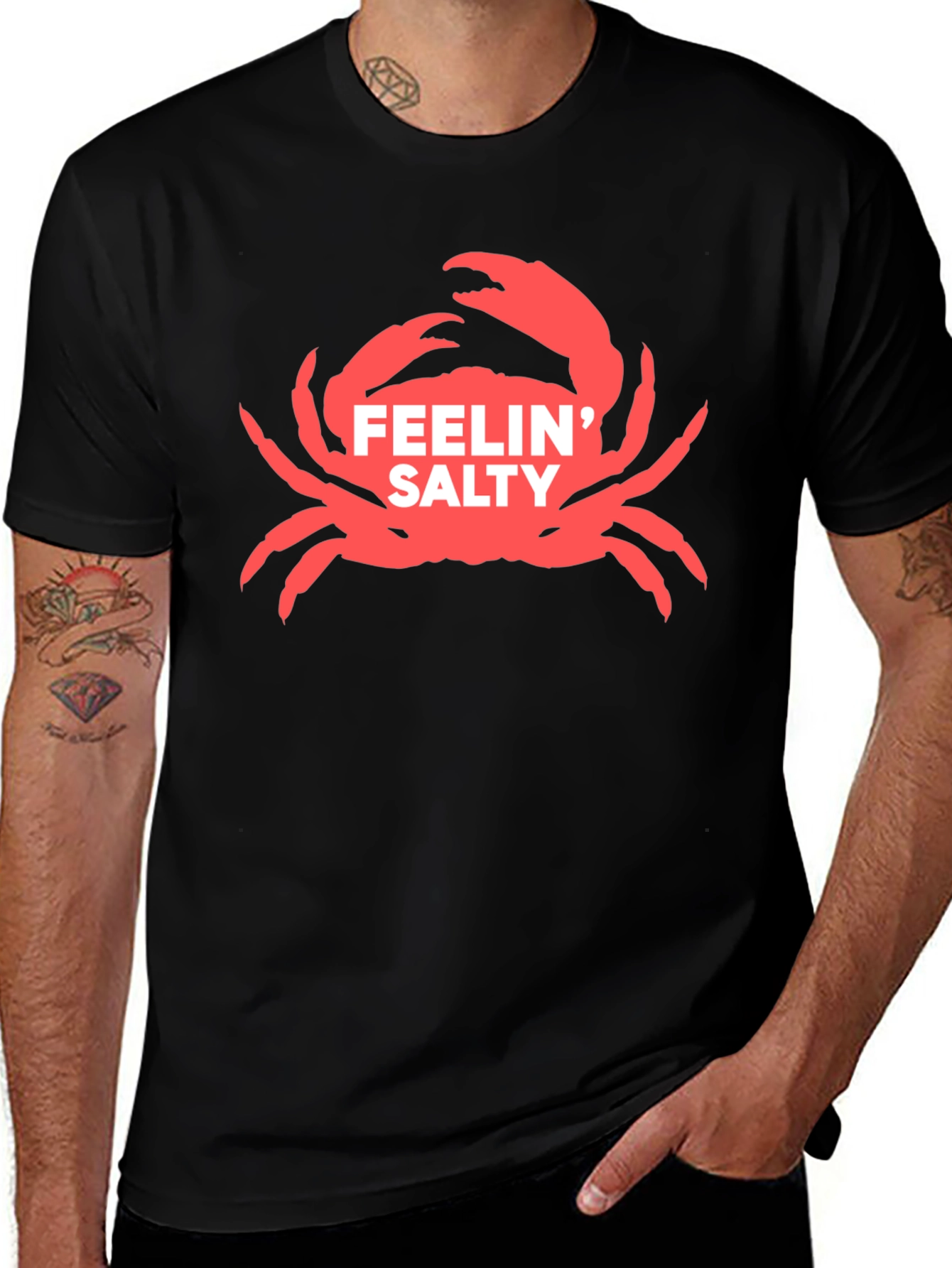 Variant 26 of Feelin' Salty Crab Graphic Black T-Shirt