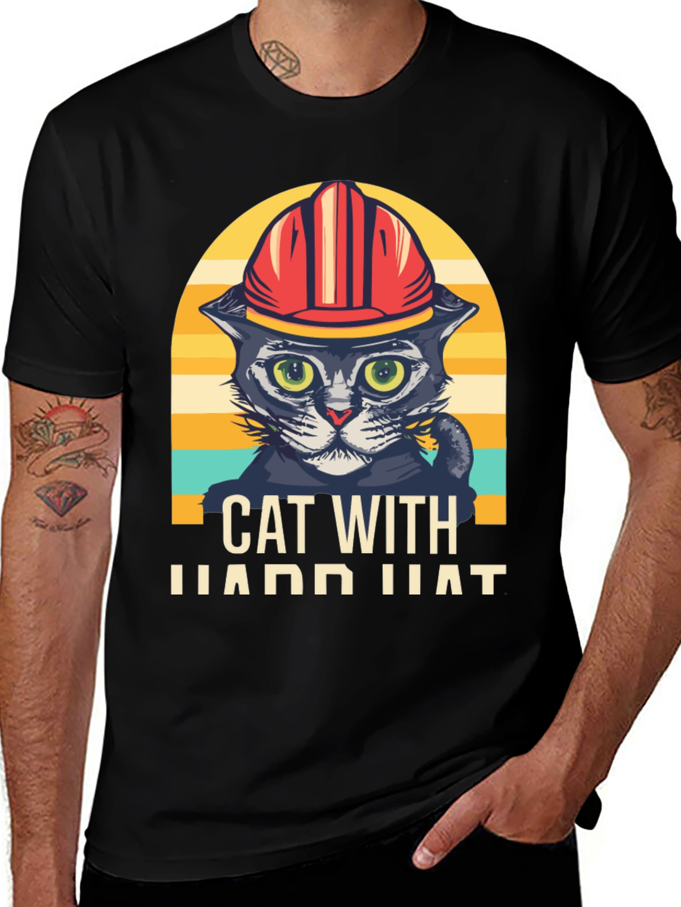 Variant 22 of Cat with Hard Hat Graphic T-Shirt