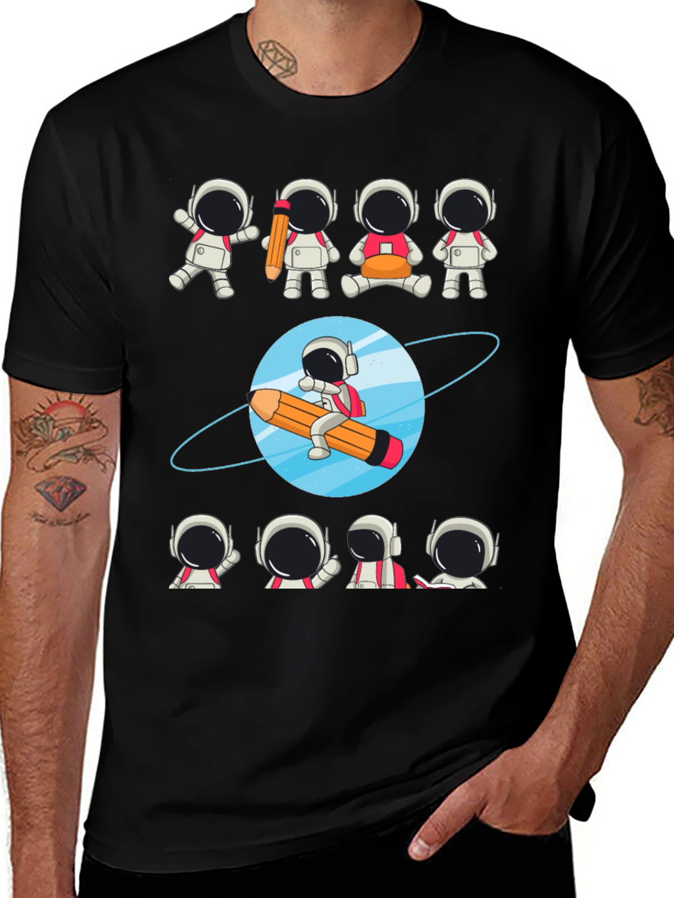 Variant 2 of Astronaut Pencil Planet T-Shirt - Creative Space Design
