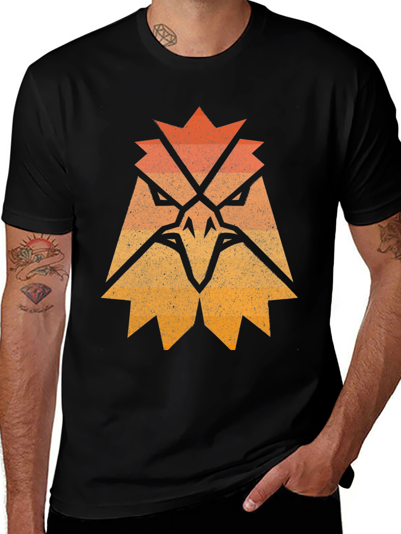 Variant 22 of Abstract Eagle Graphic Print Black T-Shirt