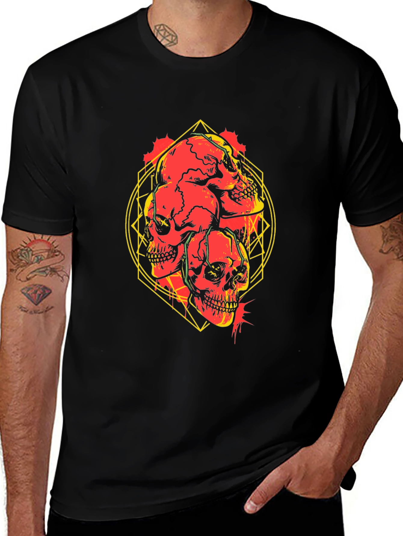 Variant 10 of Skull Graphic Print Black T-Shirt