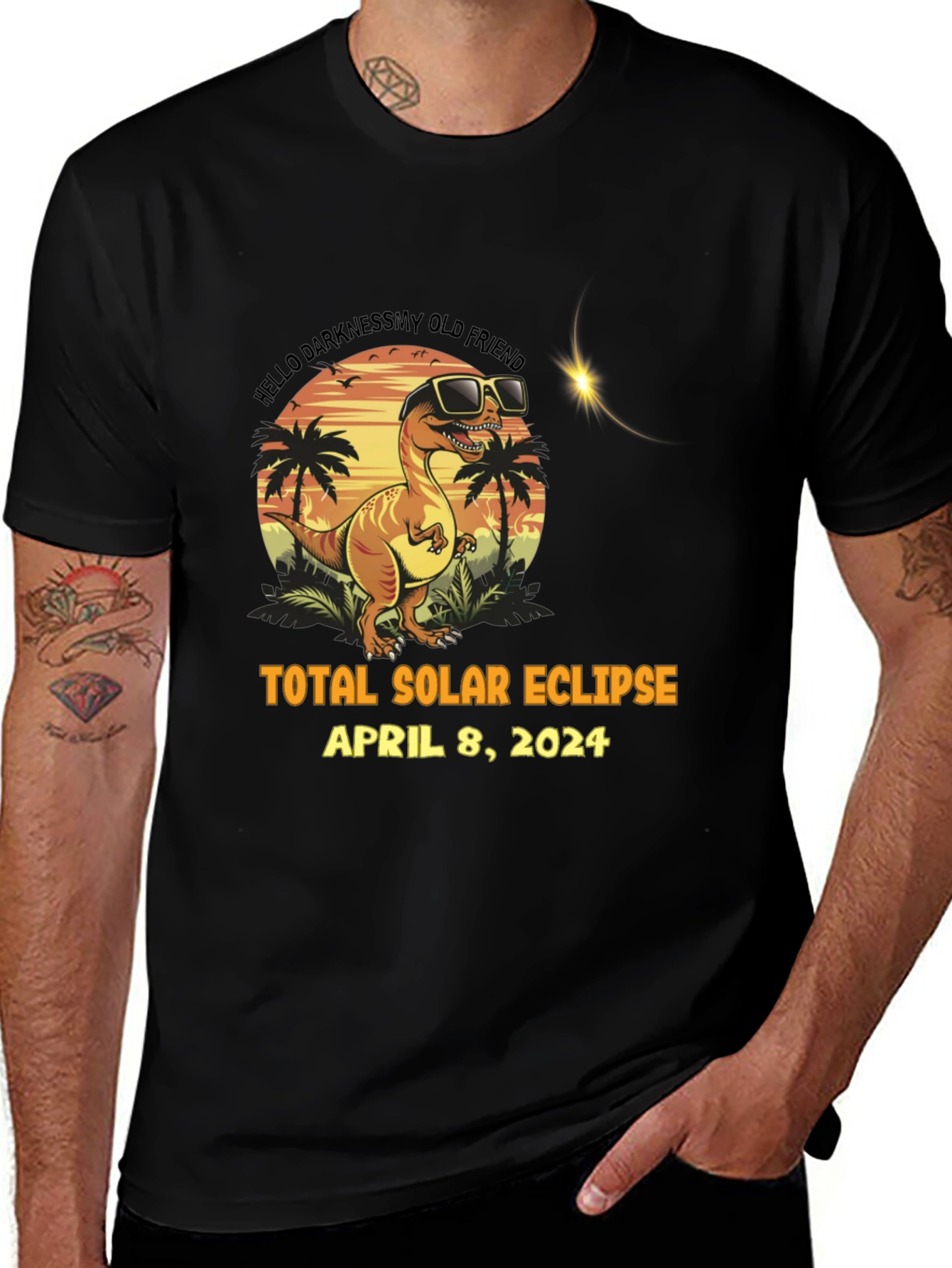 Total Solar Eclipse Dinosaur T-Shirt April 8, 2024