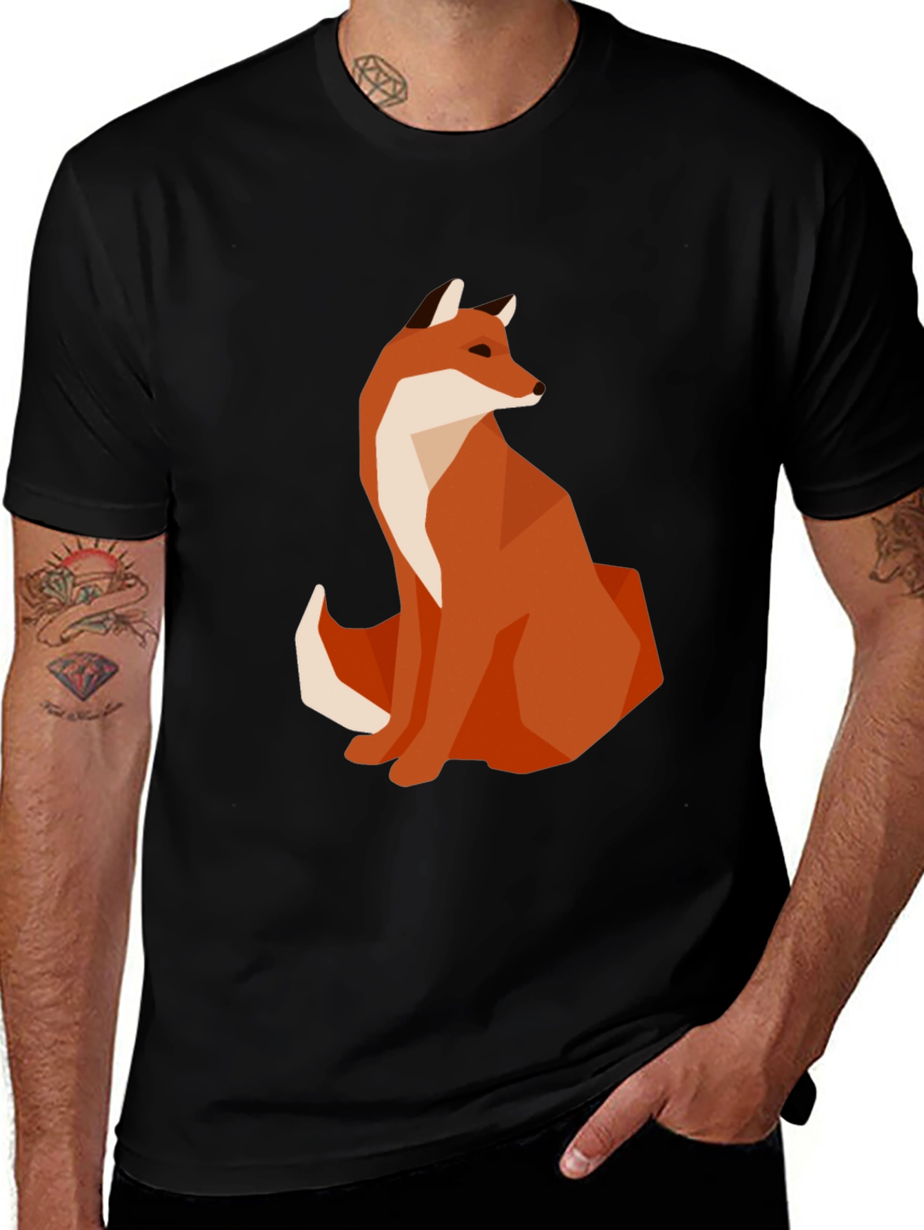 Variant 13 of Geometric Fox Graphic Tee - Modern Style, Casual Comfort