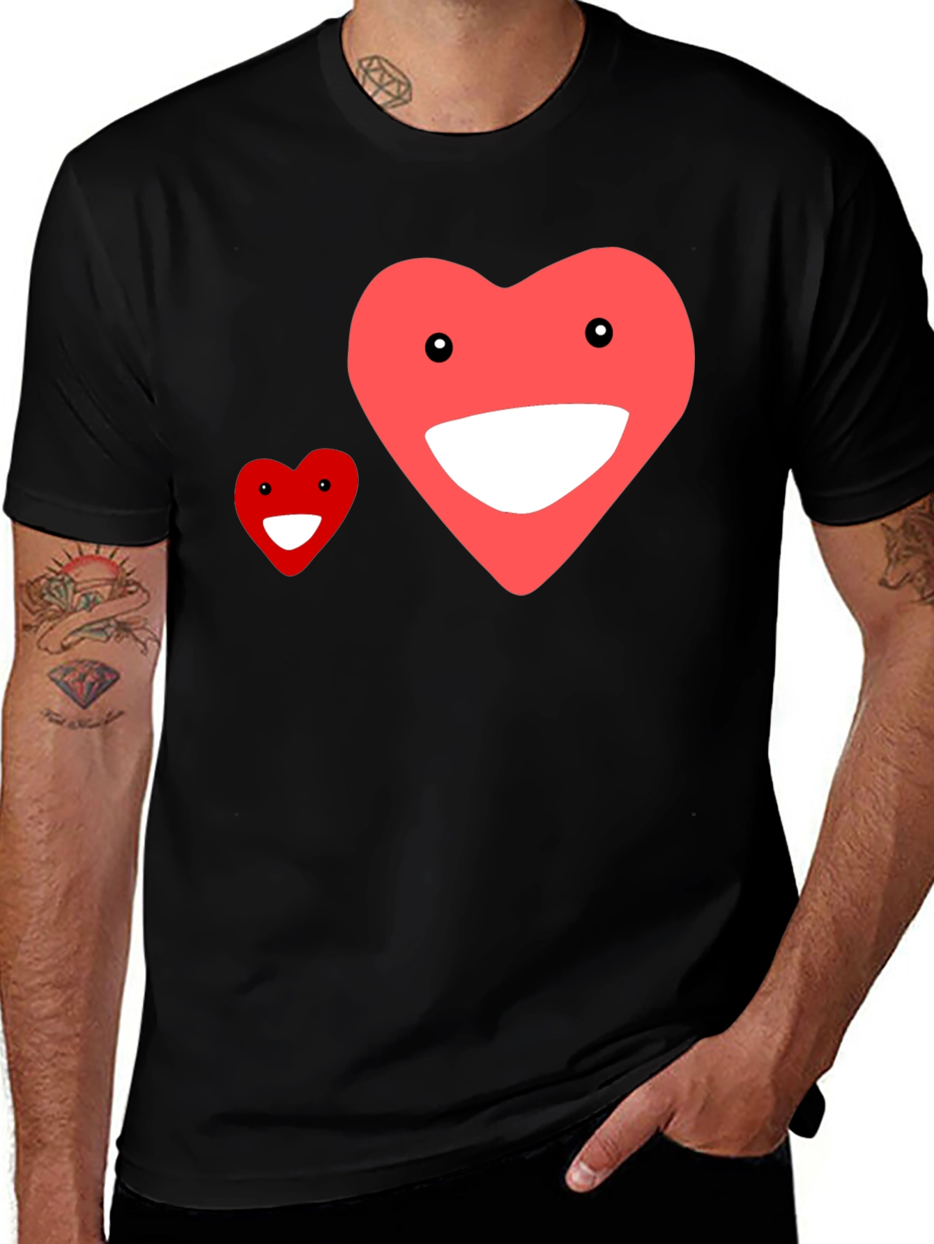 Variant 23 of Heart Smile Graphic Tee - Black
