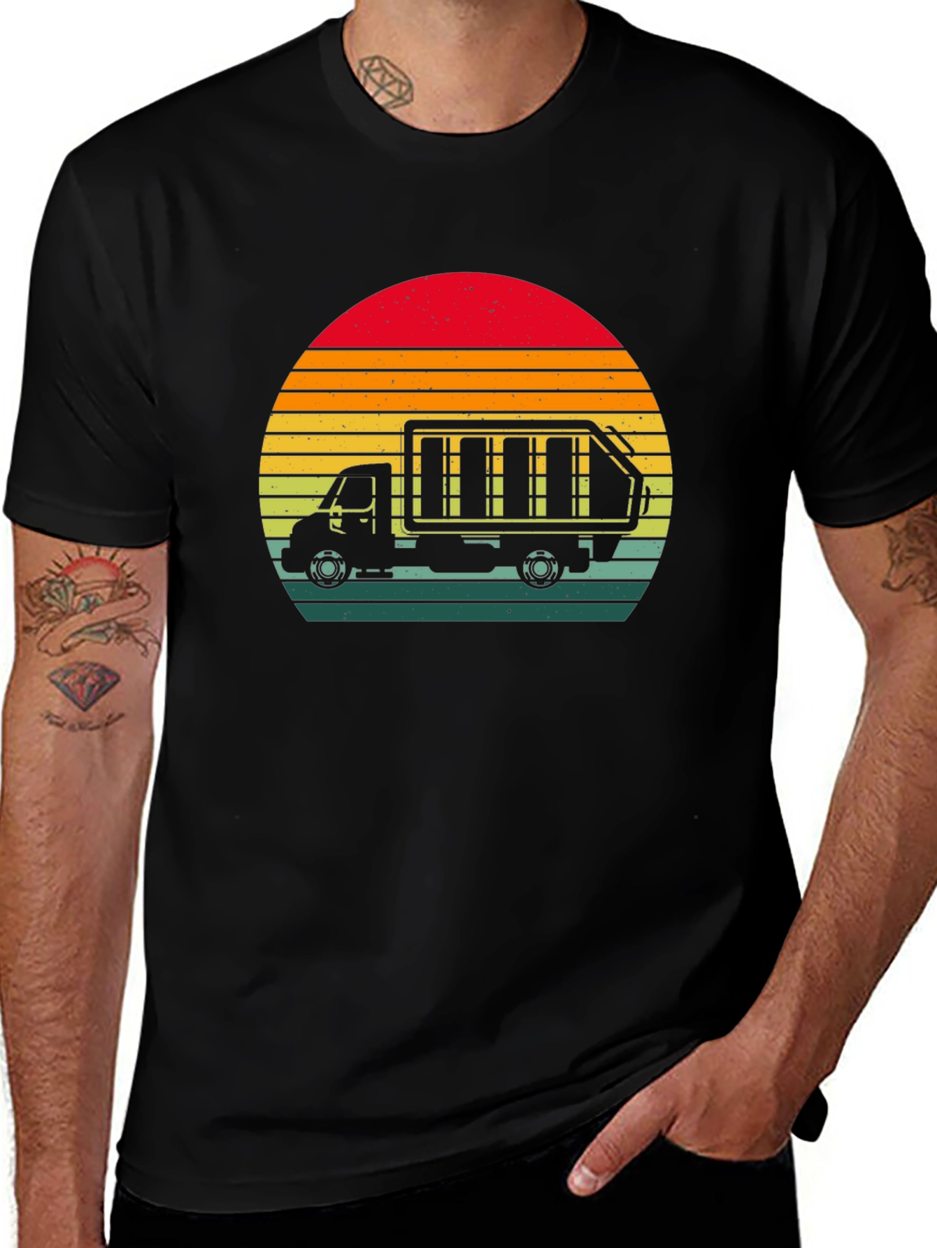 Variant 24 of Retro Sunset Garbage Truck T-Shirt