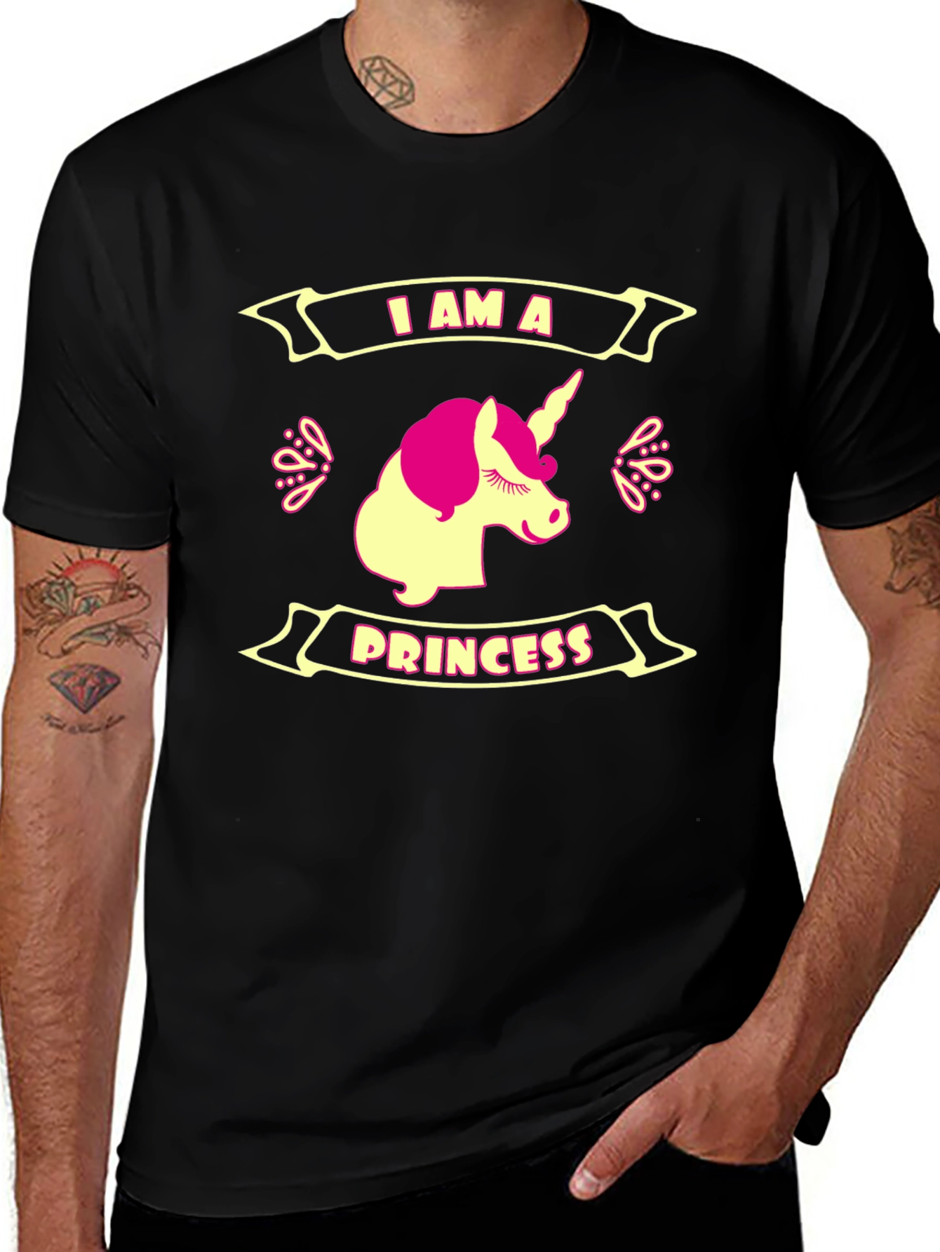 Variant 18 of I Am A Princess Unicorn Graphic T-Shirt - Black