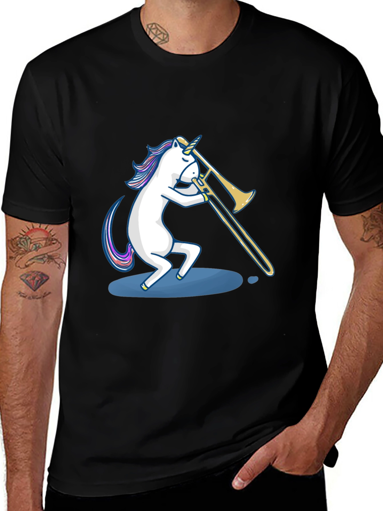 Unicorn Trombone Player Graphic Tee