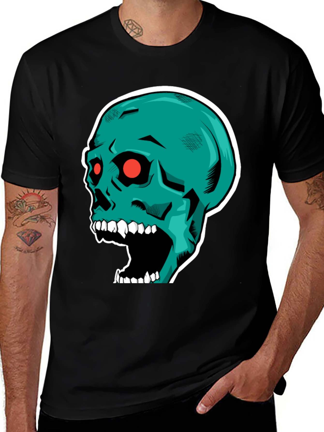 Variant 25 of Skull Graphic Tee - Men's Black T-Shirt