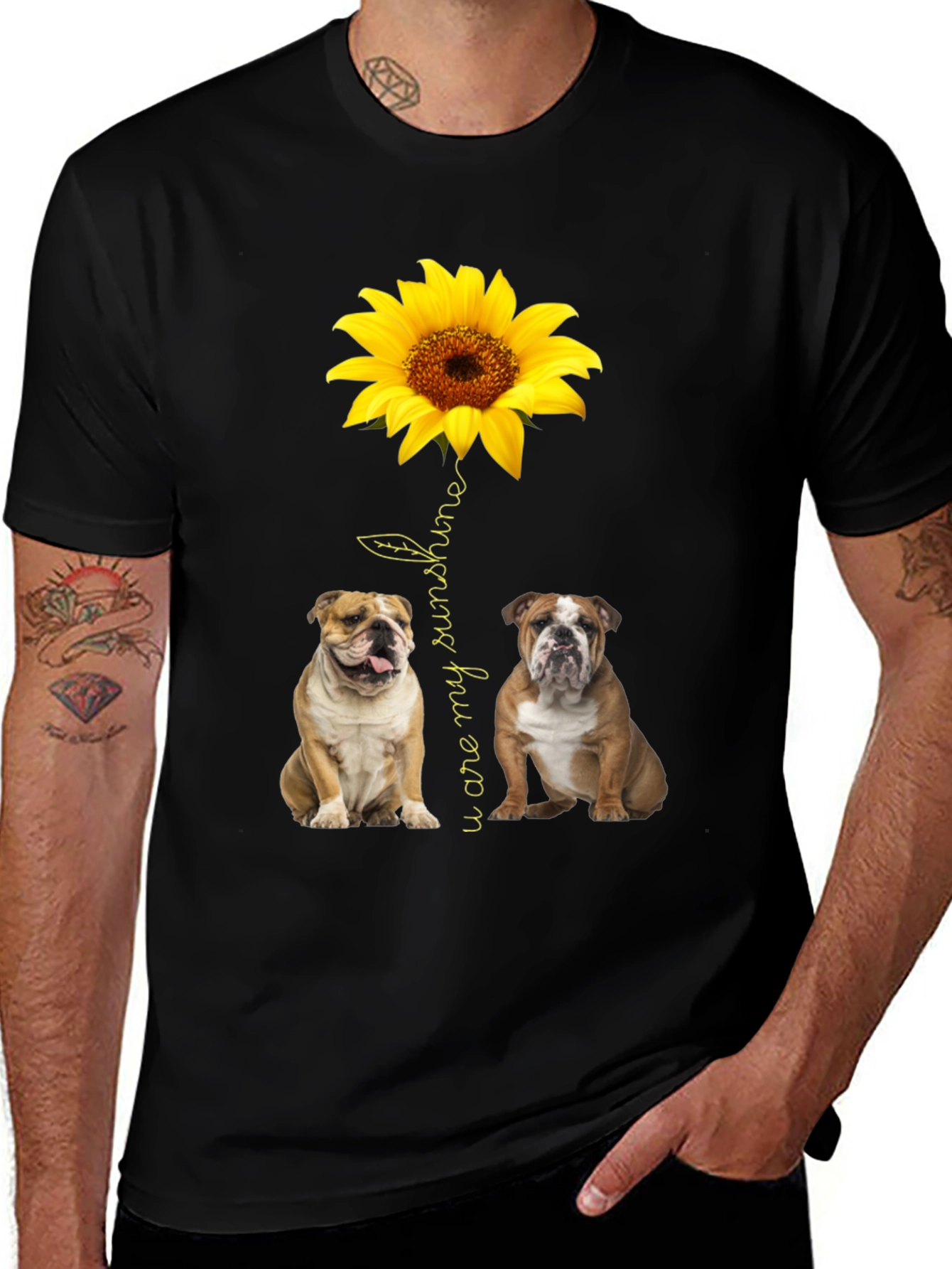 Variant 8 of Bulldog Sunflower Graphic T-Shirt