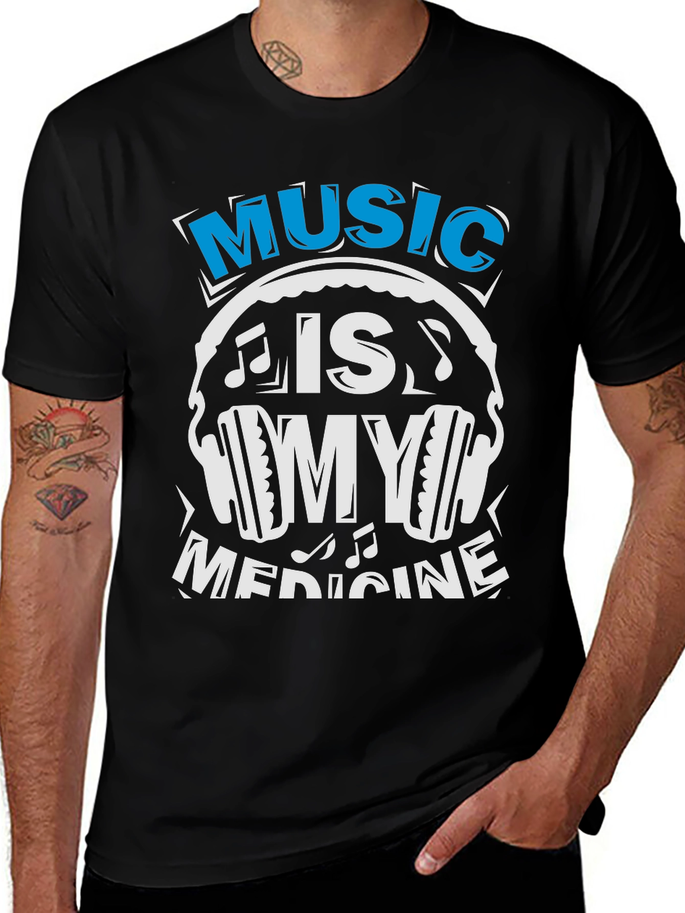 Variant 4 of Music Is My Medicine T-Shirt - Black Cotton Tee