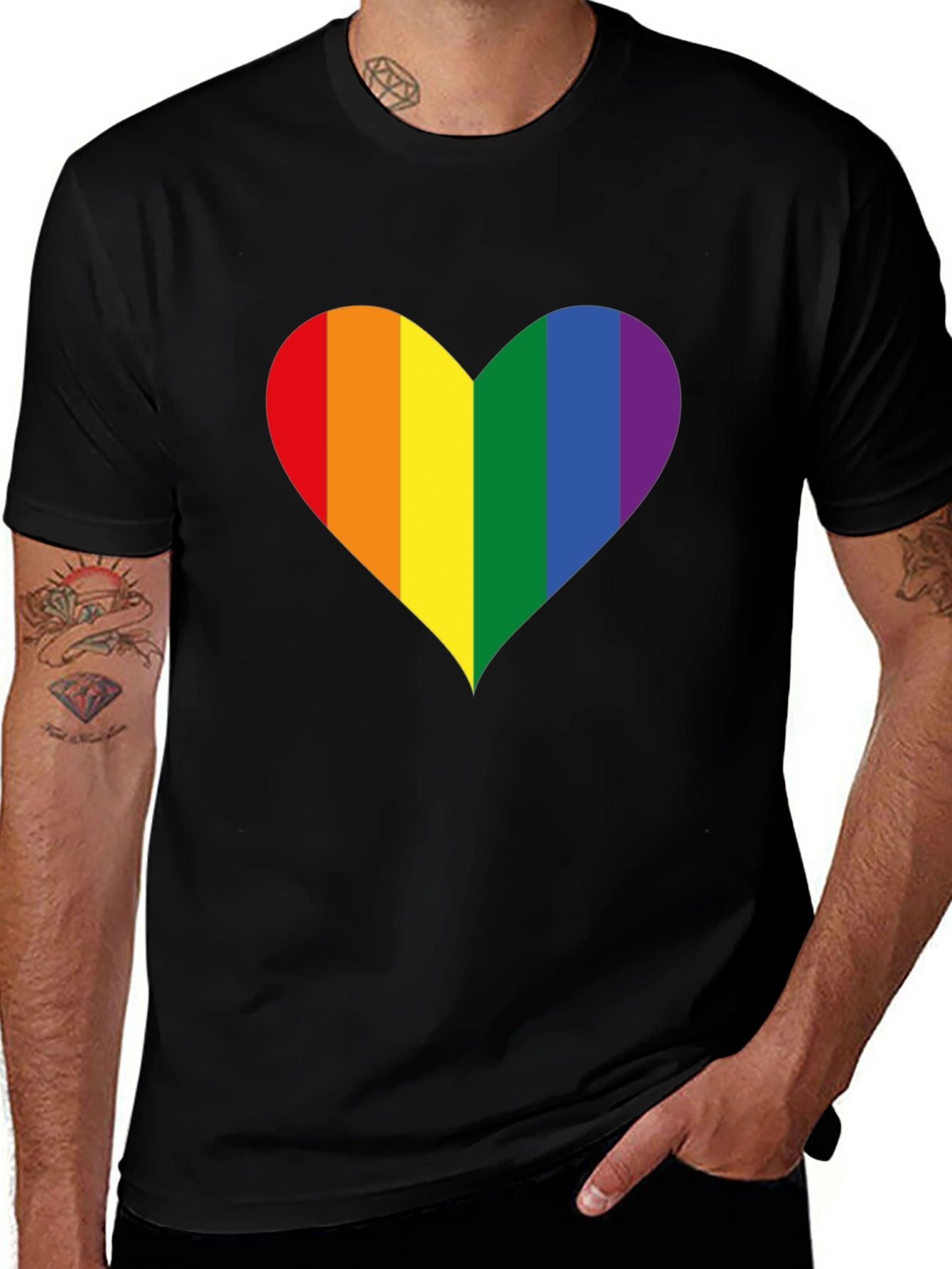 Variant 27 of Pride Heart Graphic Tee - Black Cotton Blend
