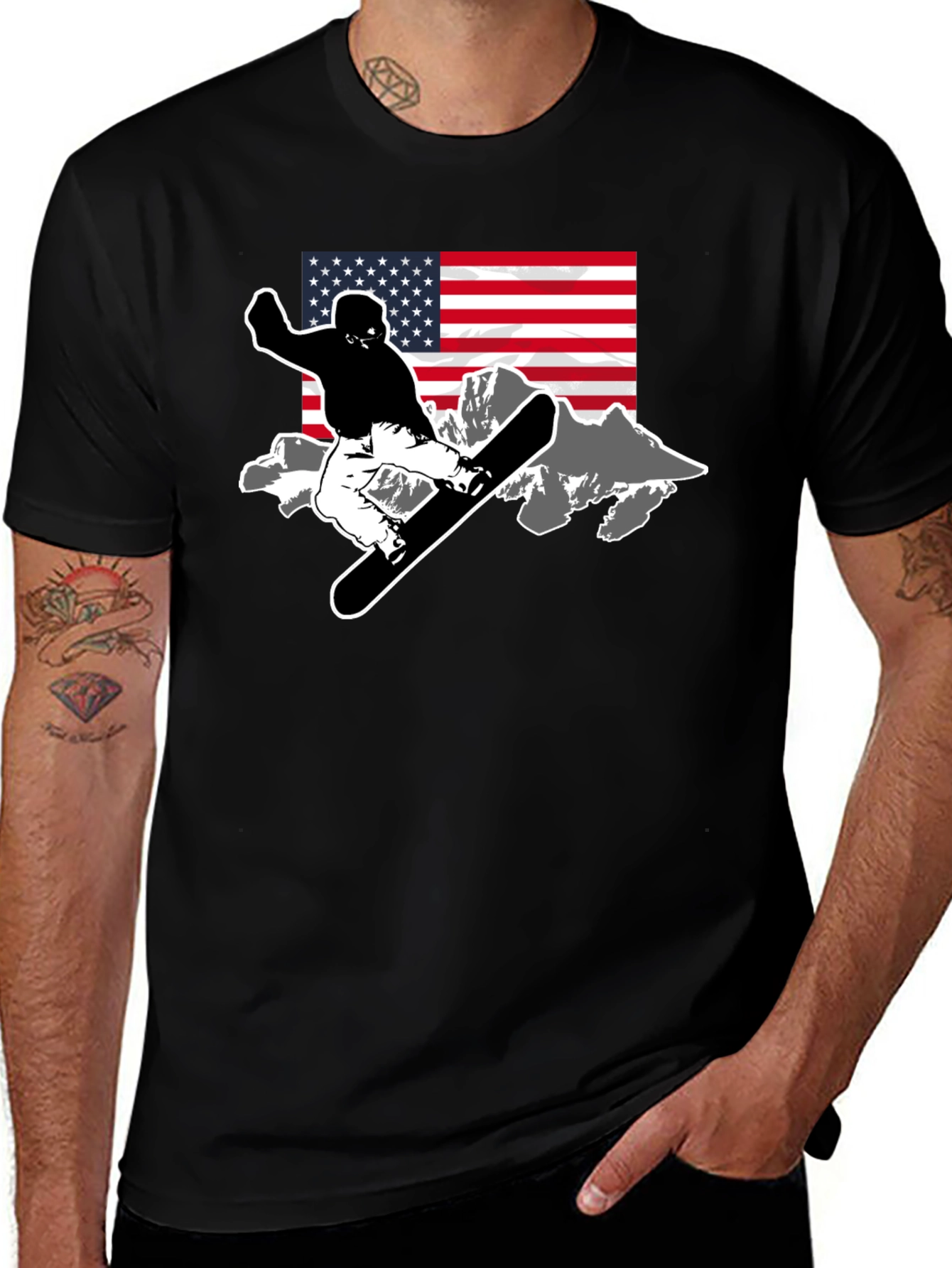 Variant 18 of USA Snowboarder Graphic Tee - Mountain Adventure