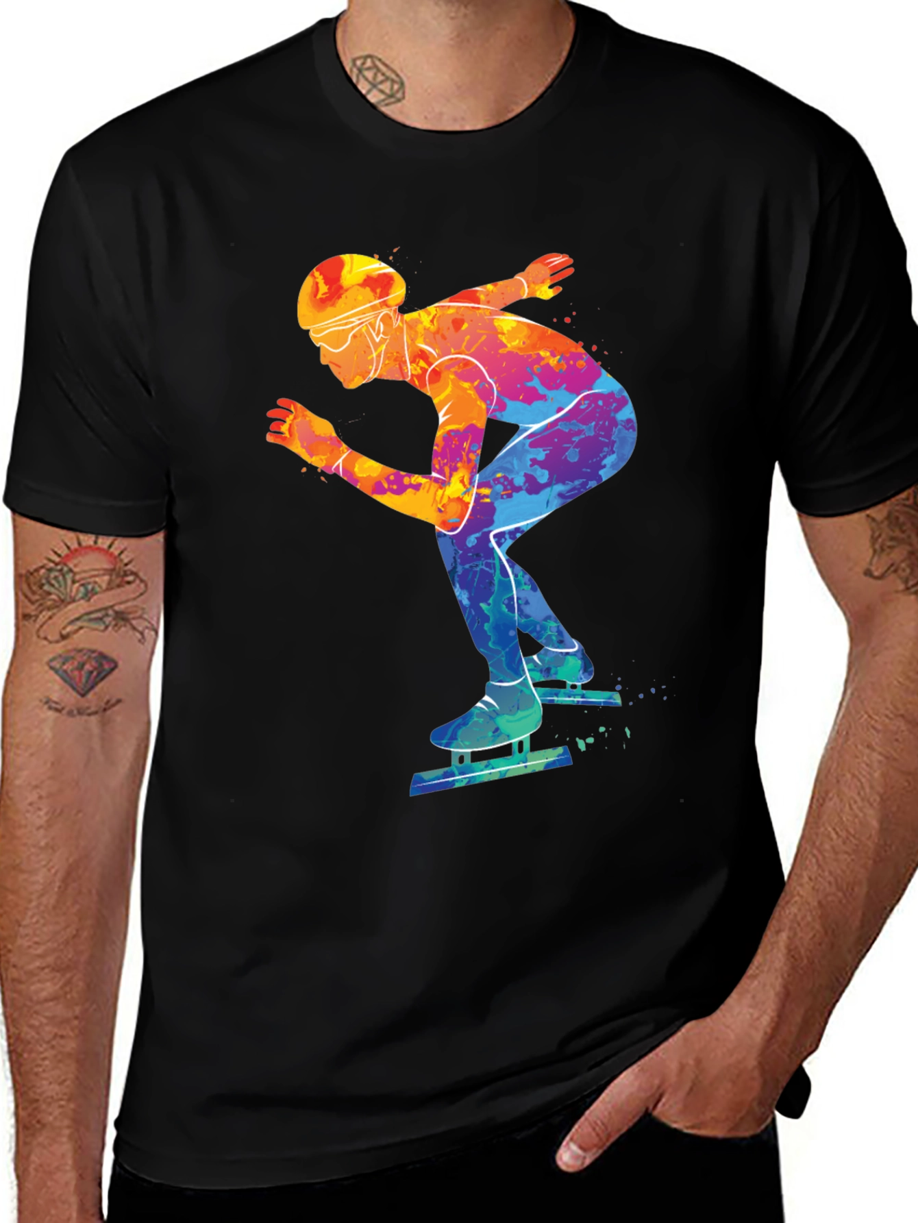 Variant 2 of Colorful Speed Skater T-Shirt - Artistic Design